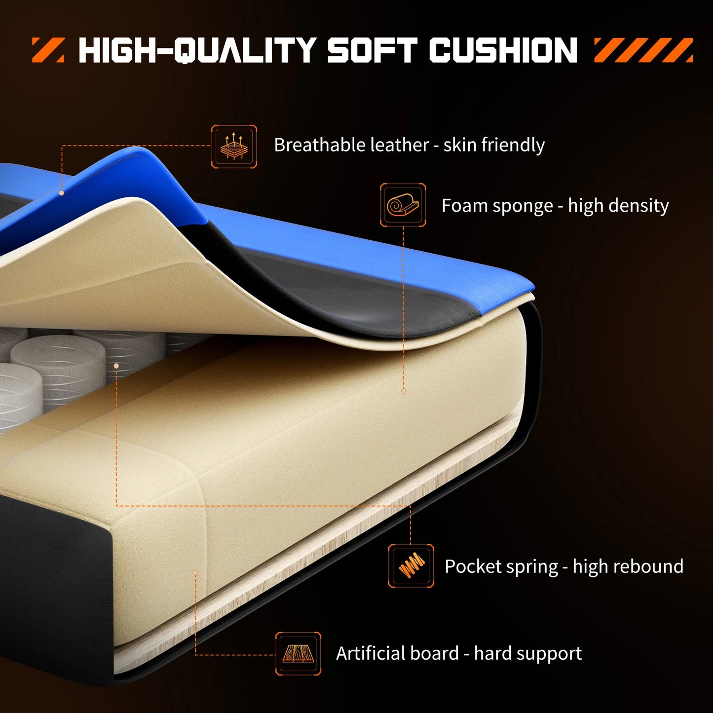 JHK Ergonomic Racing Gaming Chair With Headrest And Lumbar Support