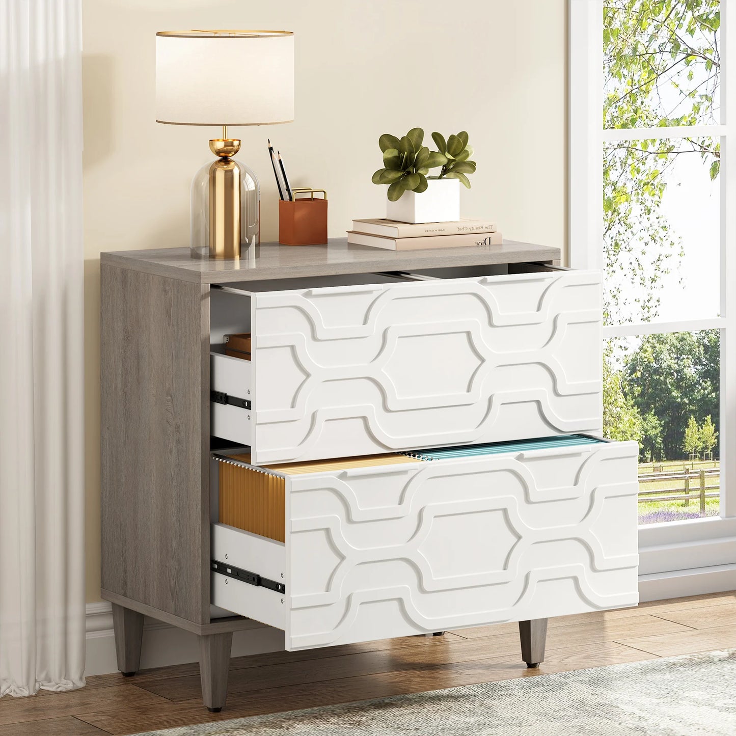 Tribesigns Two Drawer File Cabinet for Office Storage and Filing