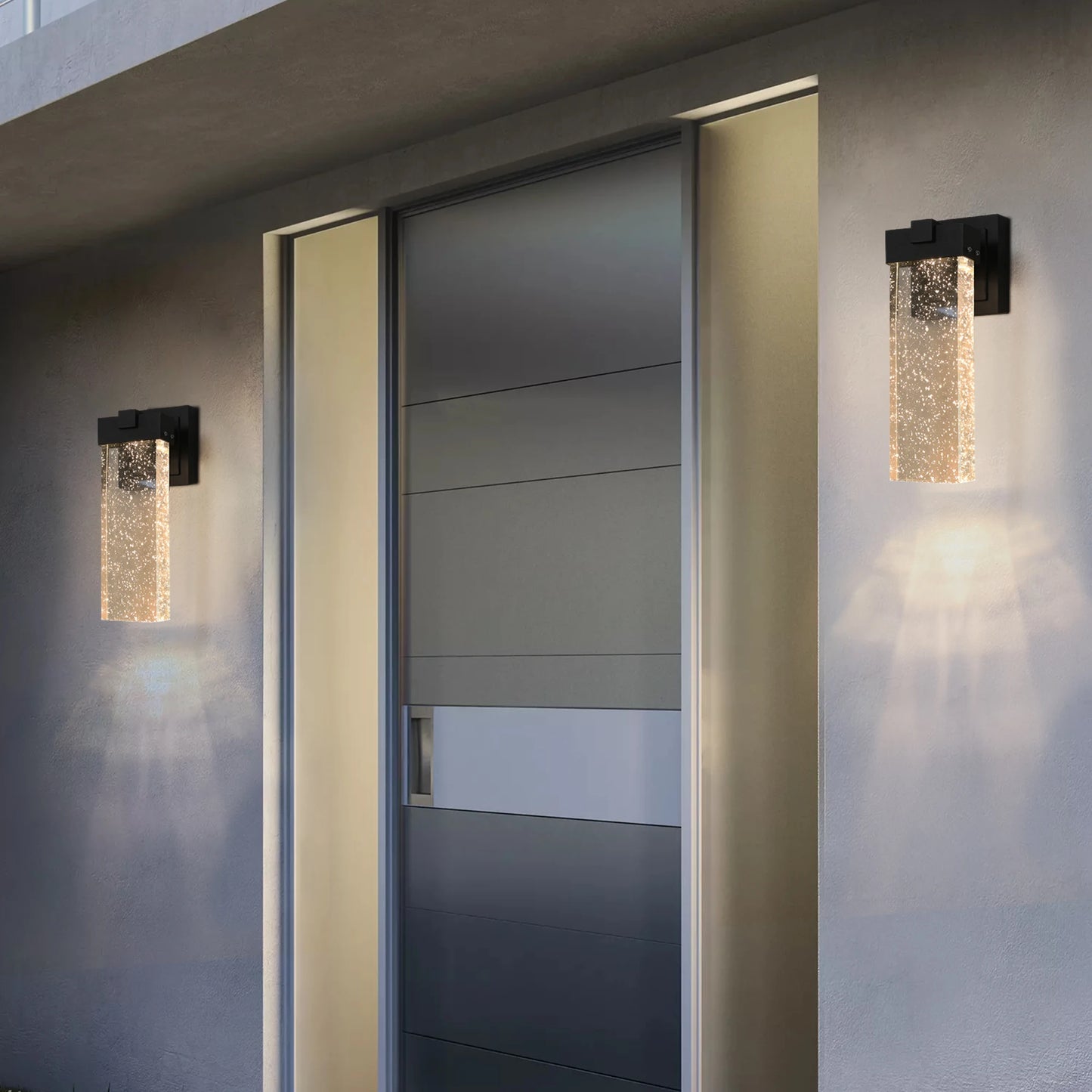 ARLGSITE 2 Pack Outdoor LED Wall Light With Light Sensing Bubble Glass