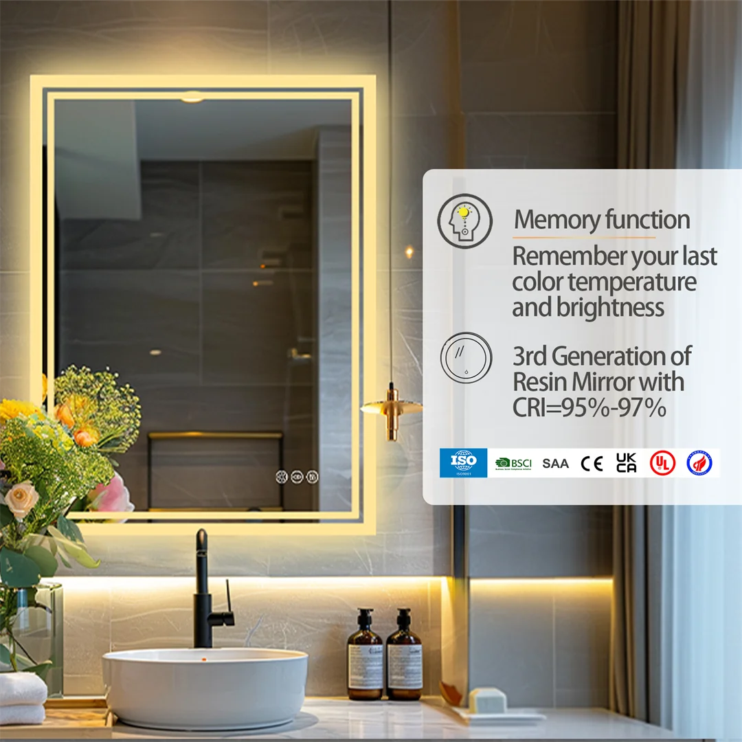 LUVODI Illuminate Bathroom Mirror With Backlit Dimmable Defog