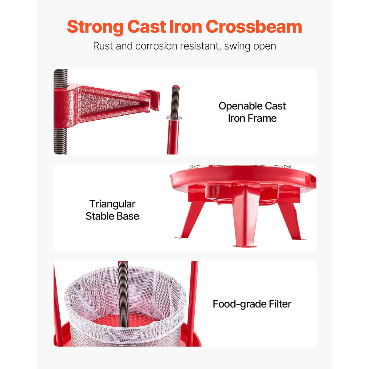 Manual Stainless Steel Fruit Wine Press With Crossbeam Juice Maker