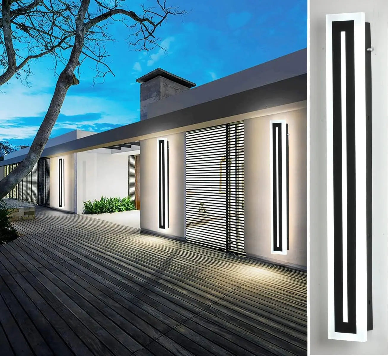Outdoor Long Strip Modern LED Wall Sconce Fixture IP67 Frosted Acrylic