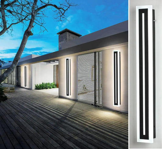 Outdoor Long Strip Modern LED Wall Sconce Fixture IP67 Frosted Acrylic