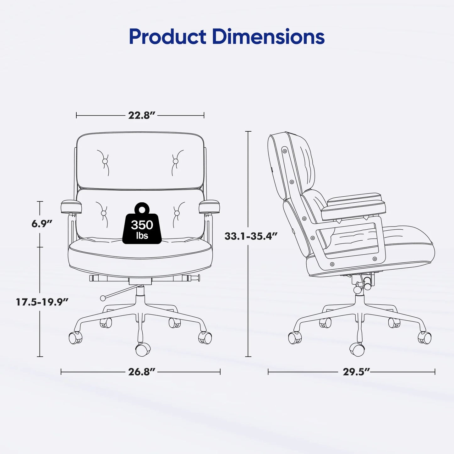 Furgle Genuine Leather Office Chair With Aluminum Arms And Wheels