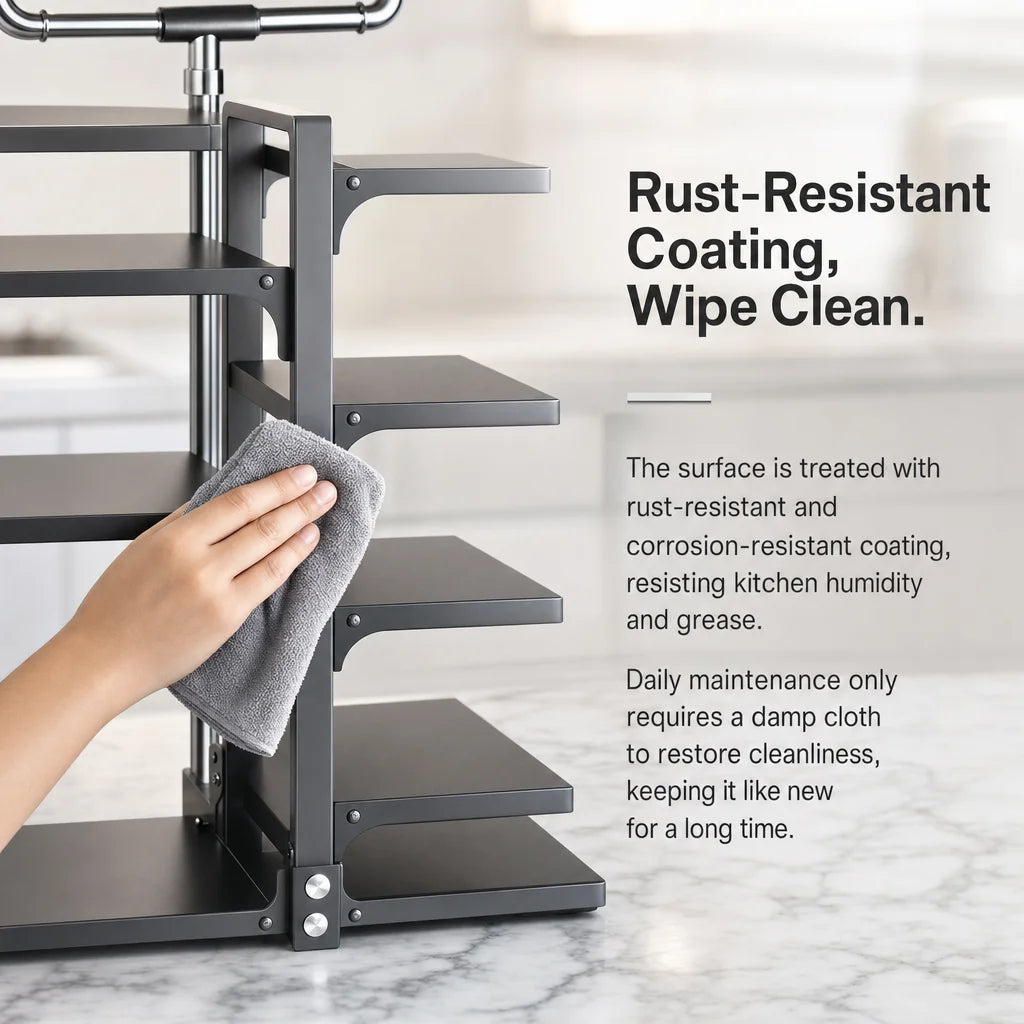 Adjustable Stainless Steel Kitchen Storage Rack Organizer for Pots and Pans