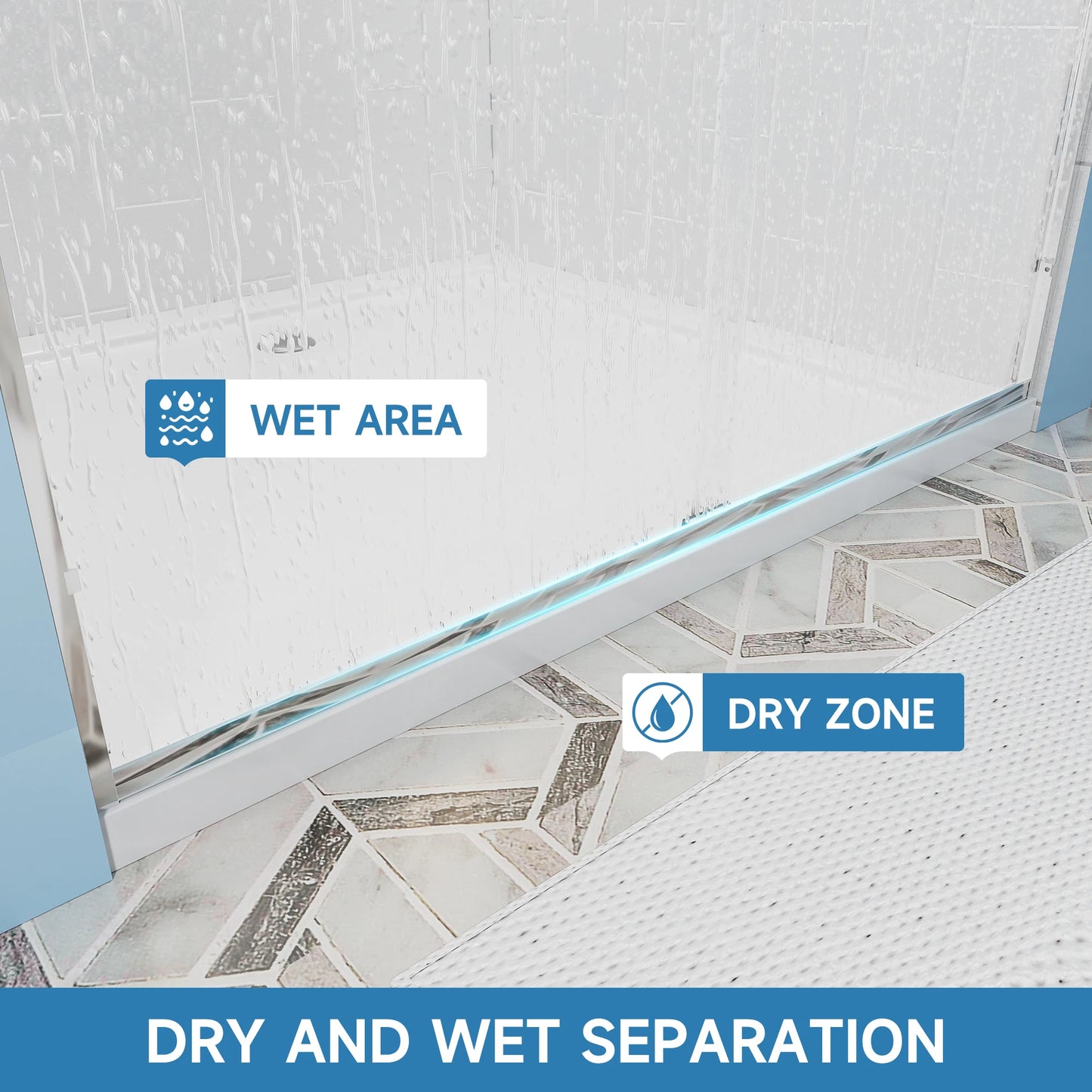 Sh.Kl Semi Frameless Tempered Glass Shower Door Walk In