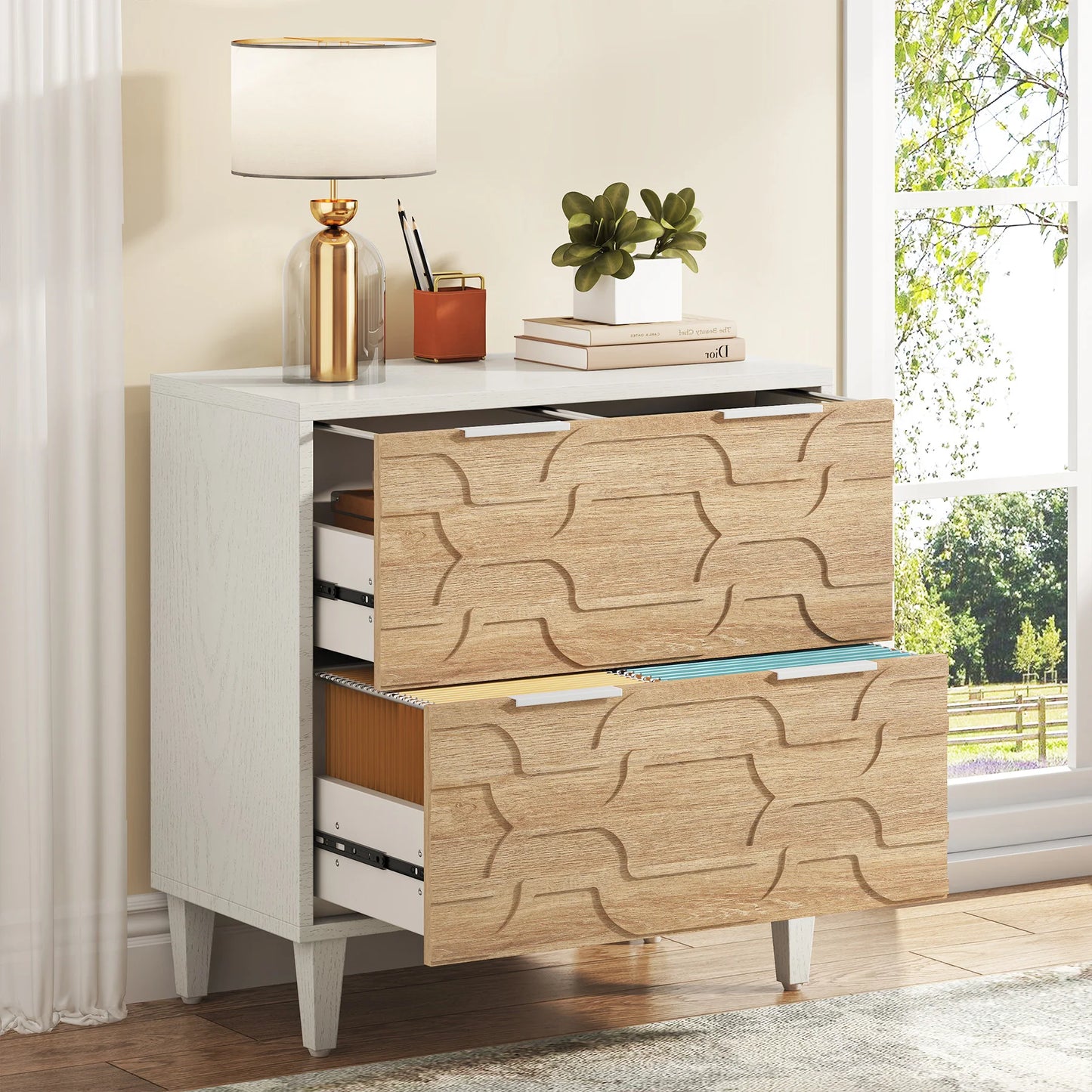 Tribesigns Two Drawer File Cabinet for Office Storage and Filing