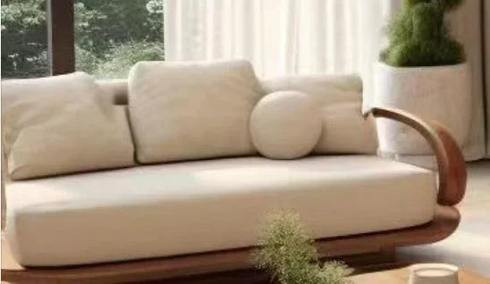 Minimalist Wooden Sofa With Modern Three Seater Design
