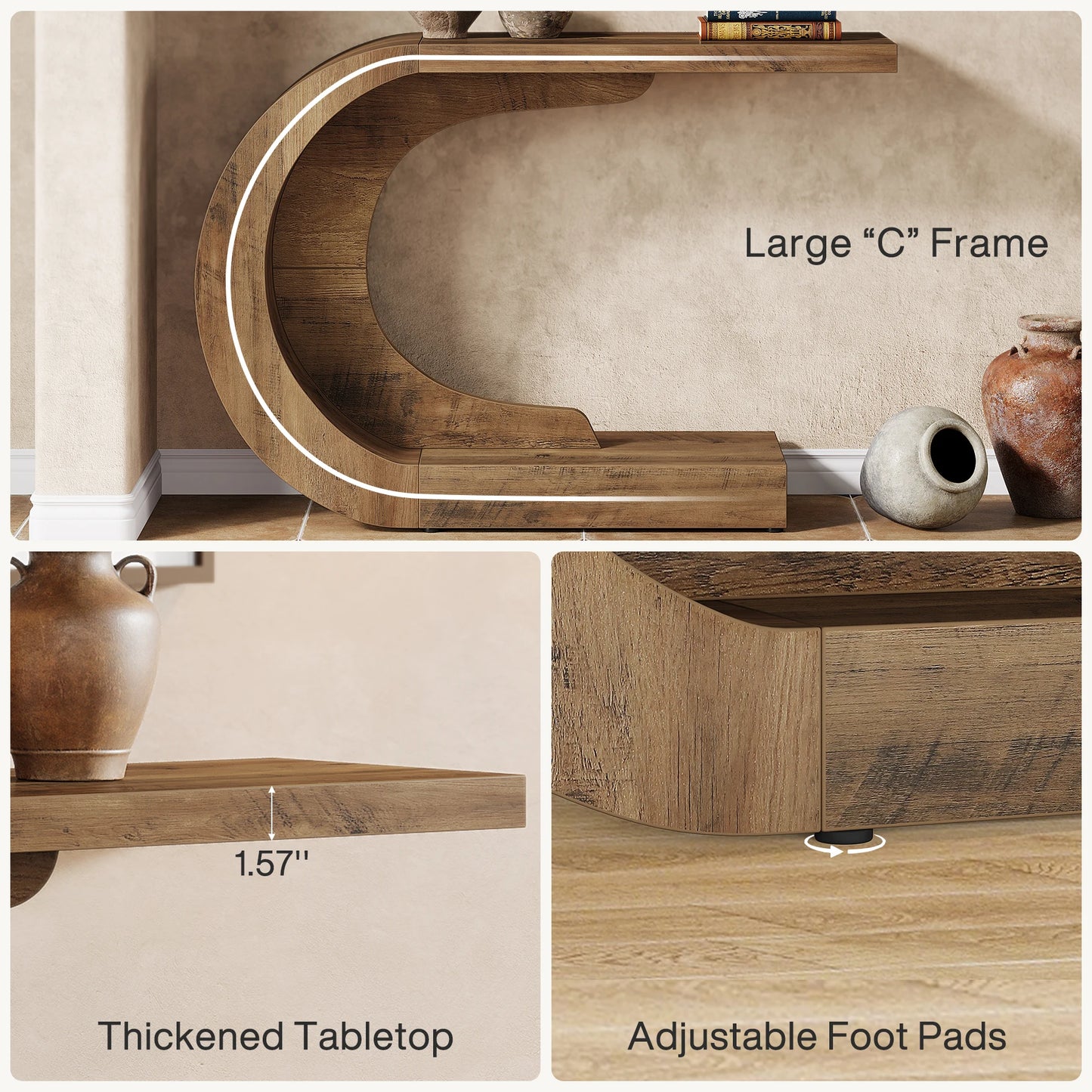 Tribesigns Mid Century C Shaped Console Table For Entryway And Living Room