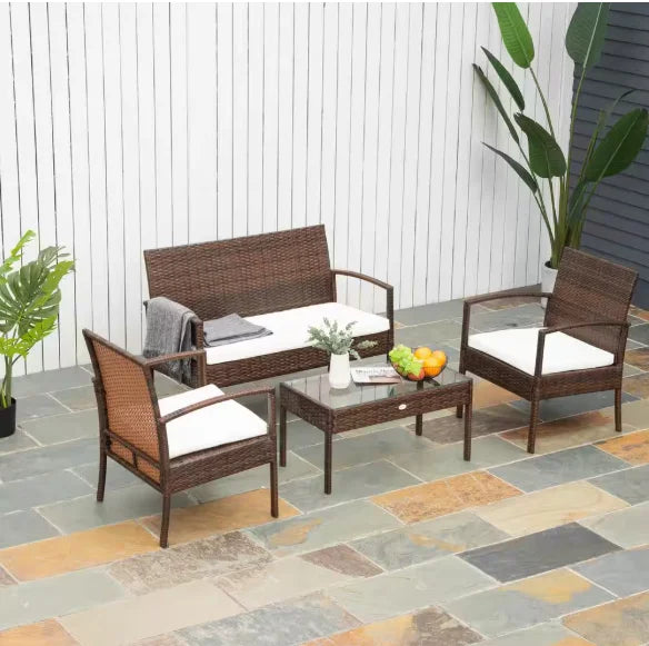 Patio Furniture Set With Cushions Chairs Sofa Tea Table