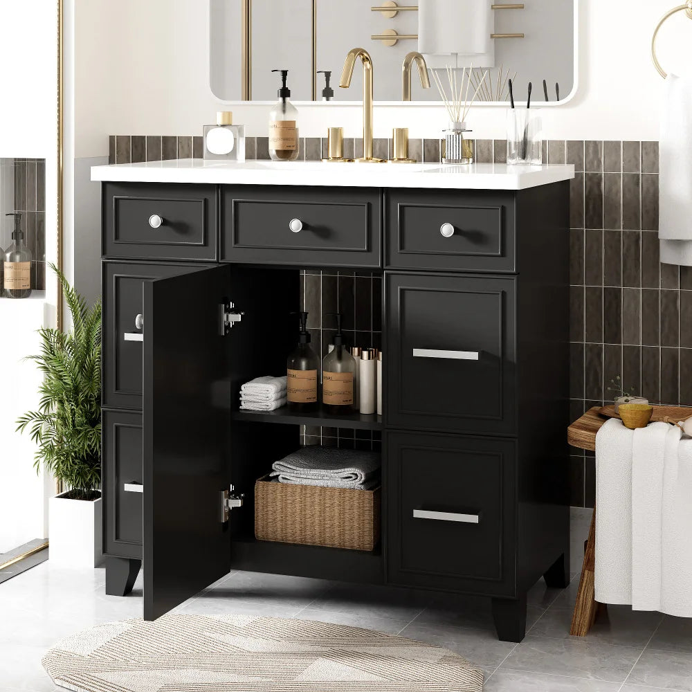 LWOH Bathroom Vanity With Sink Top And Soft Closing Doors