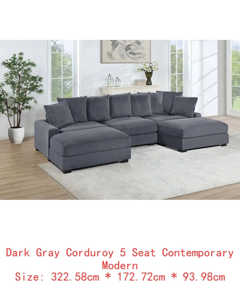 6-Piece Modular Sectional Sofa Set With LAF And RAF Chairs