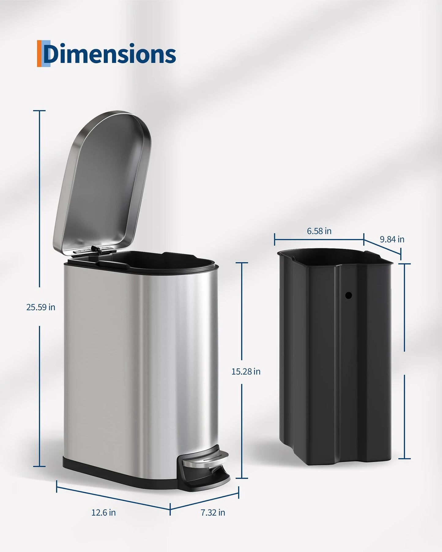 Twister Stainless Steel Trash Can Set for Kitchen and Bathroom