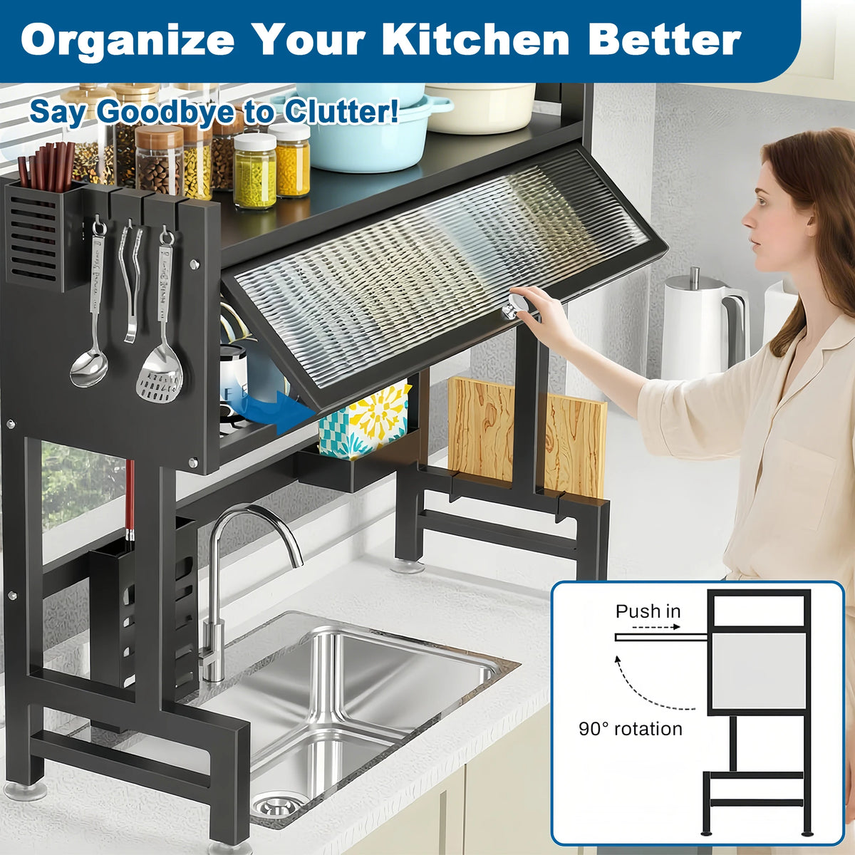 Extra Long Kitchen Sink Drying Rack Space Saving Dish Organizer