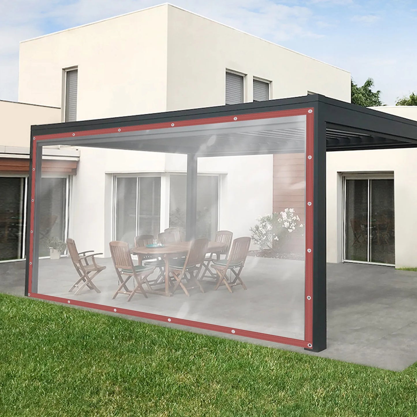 NONECN PVC Awning Canopy Roll Up Patio Enclosure Commercial Grade Rainproof