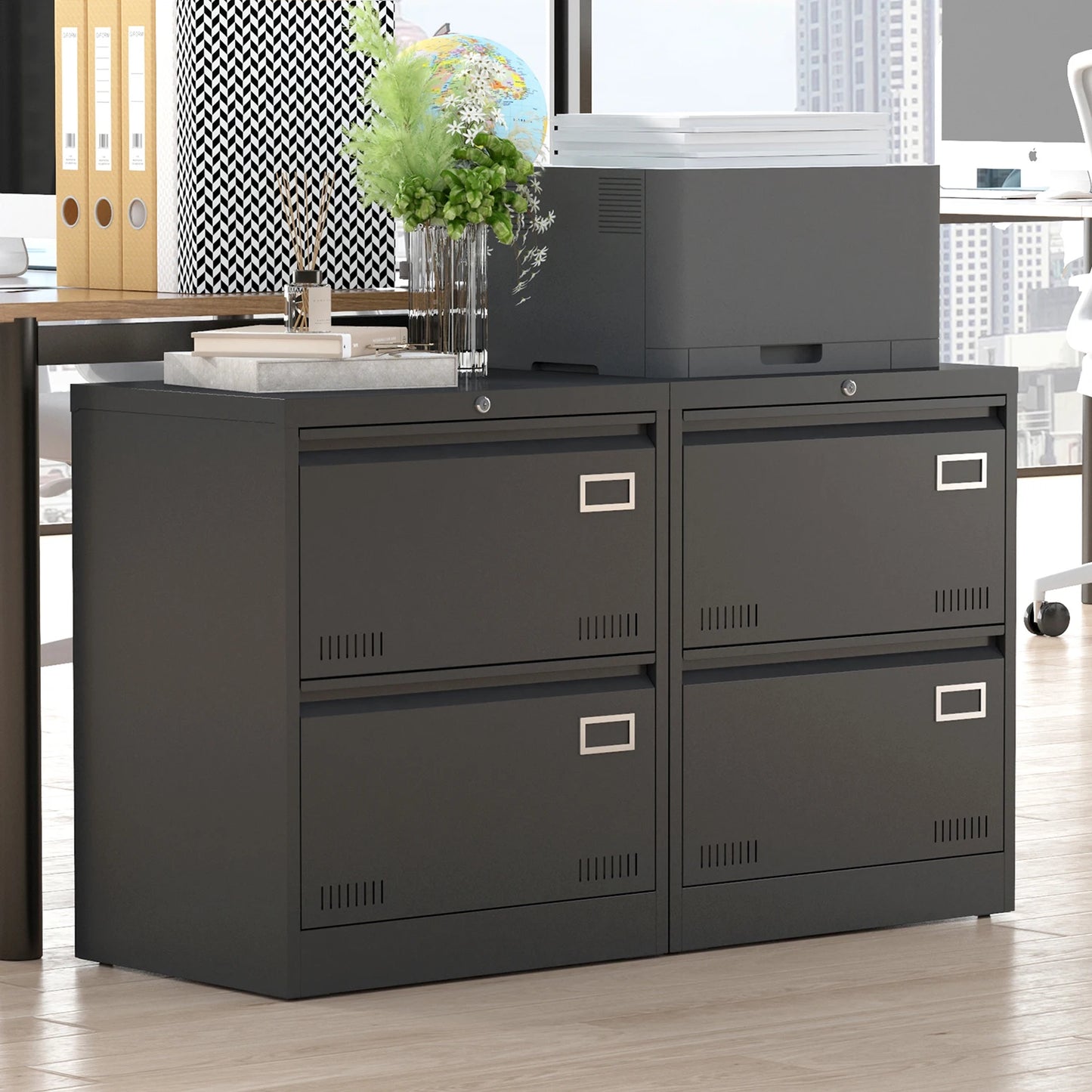 Locking Metal Lateral File Cabinet For Office Use