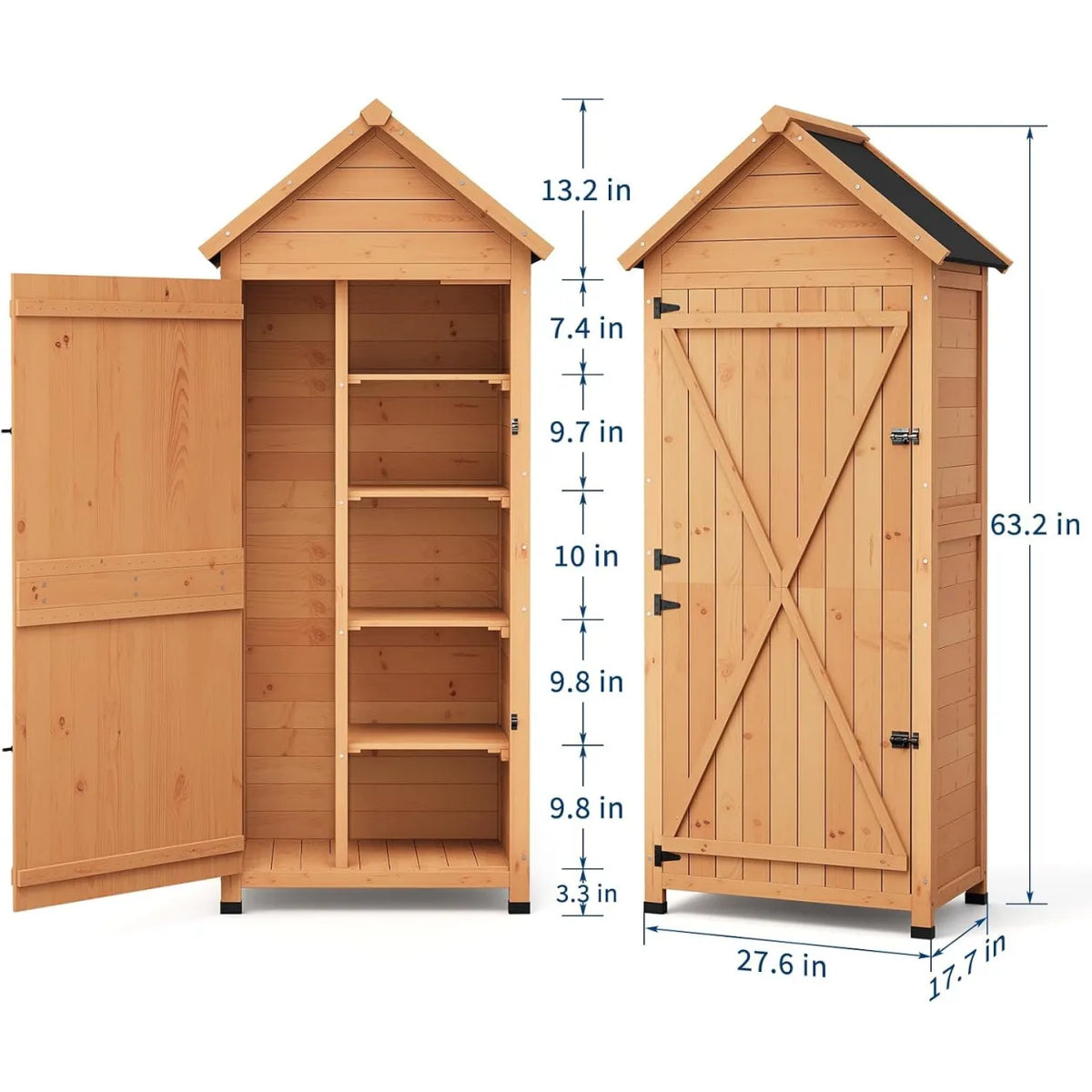 Outdoor Wooden Garden Storage Cabinet With Lockable Door