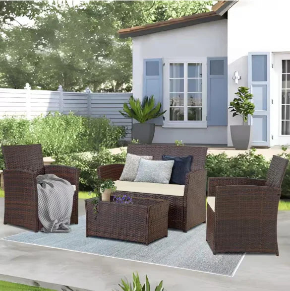 Patio Furniture Set With Cushions Chairs Sofa Tea Table