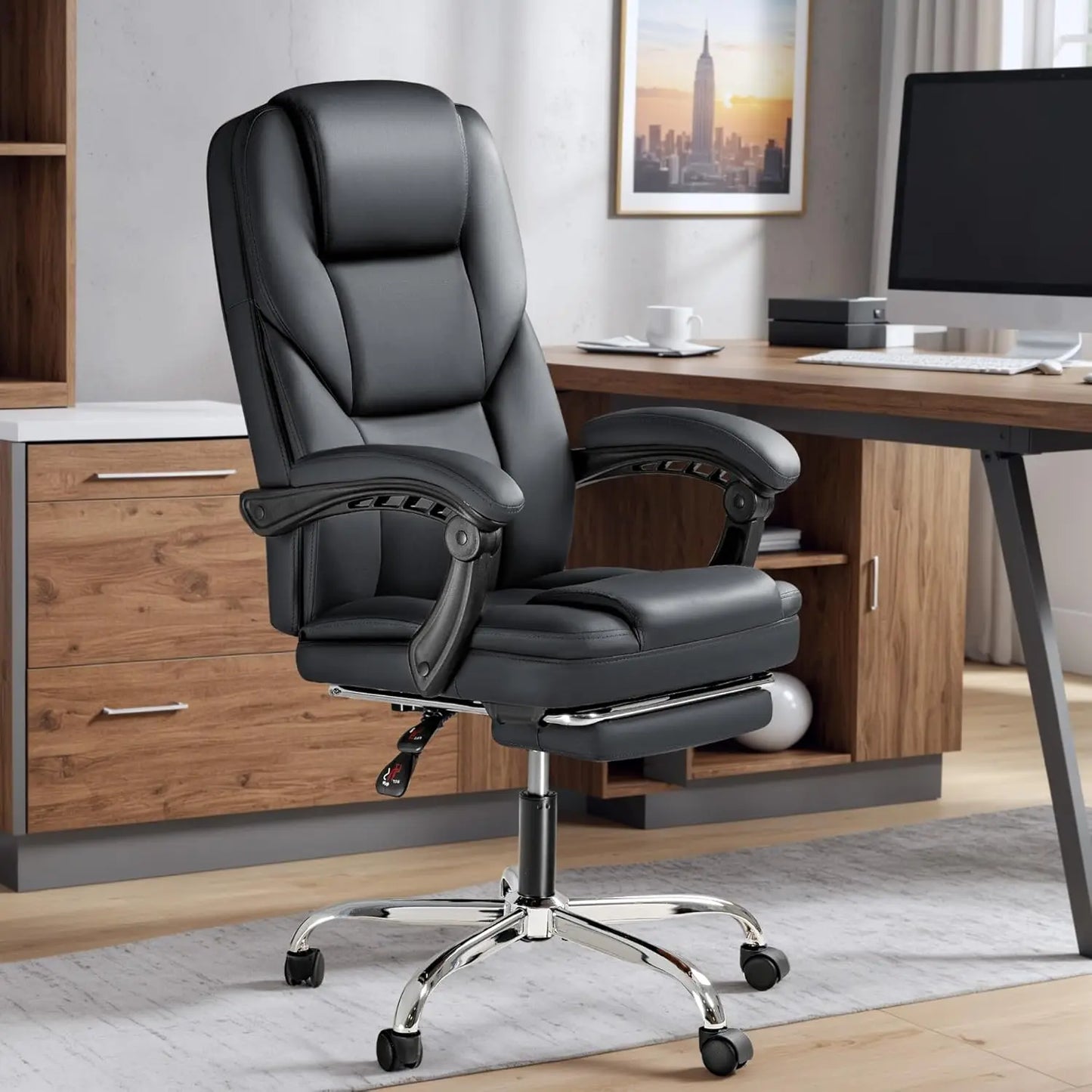 Executive Office Chair With Foot Rest Ergonomic Reclining