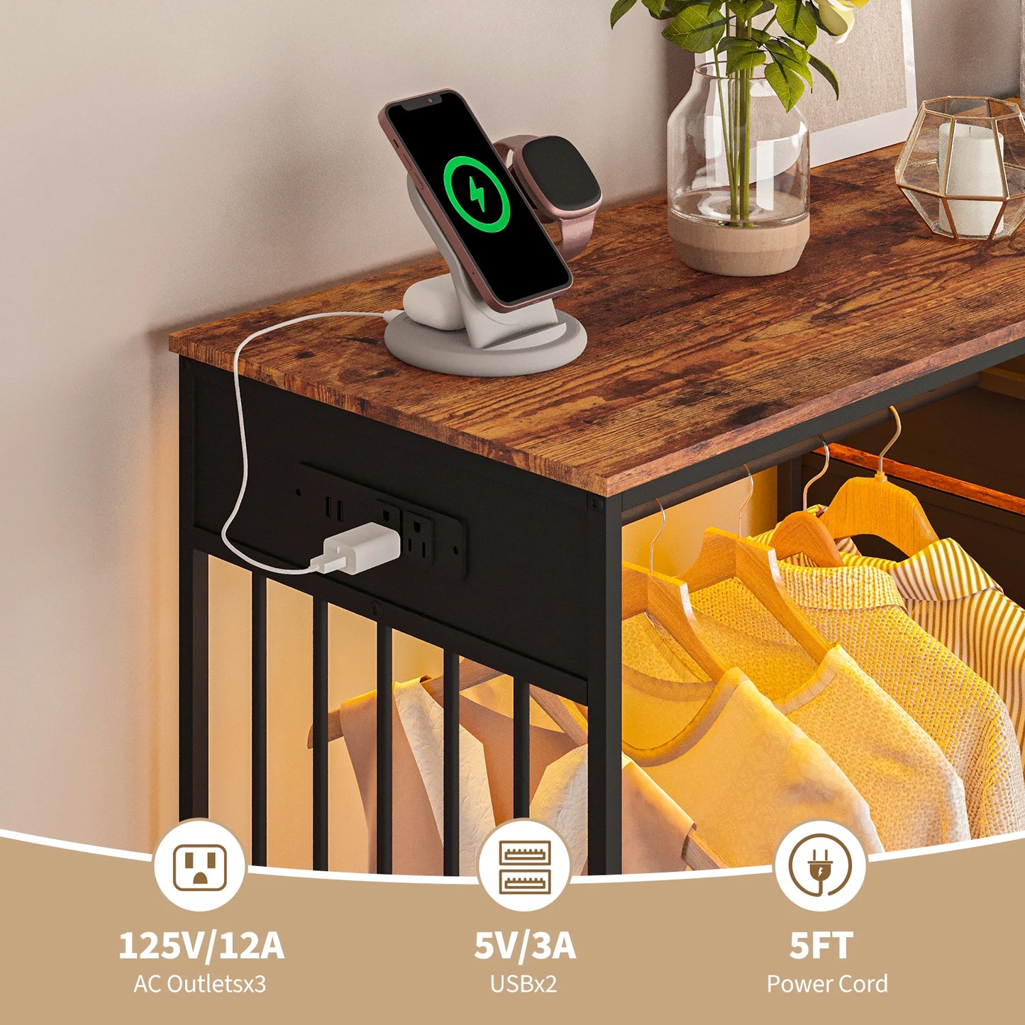 TWISTER.CK Chest Of Drawers With LED Lights And Charging Station
