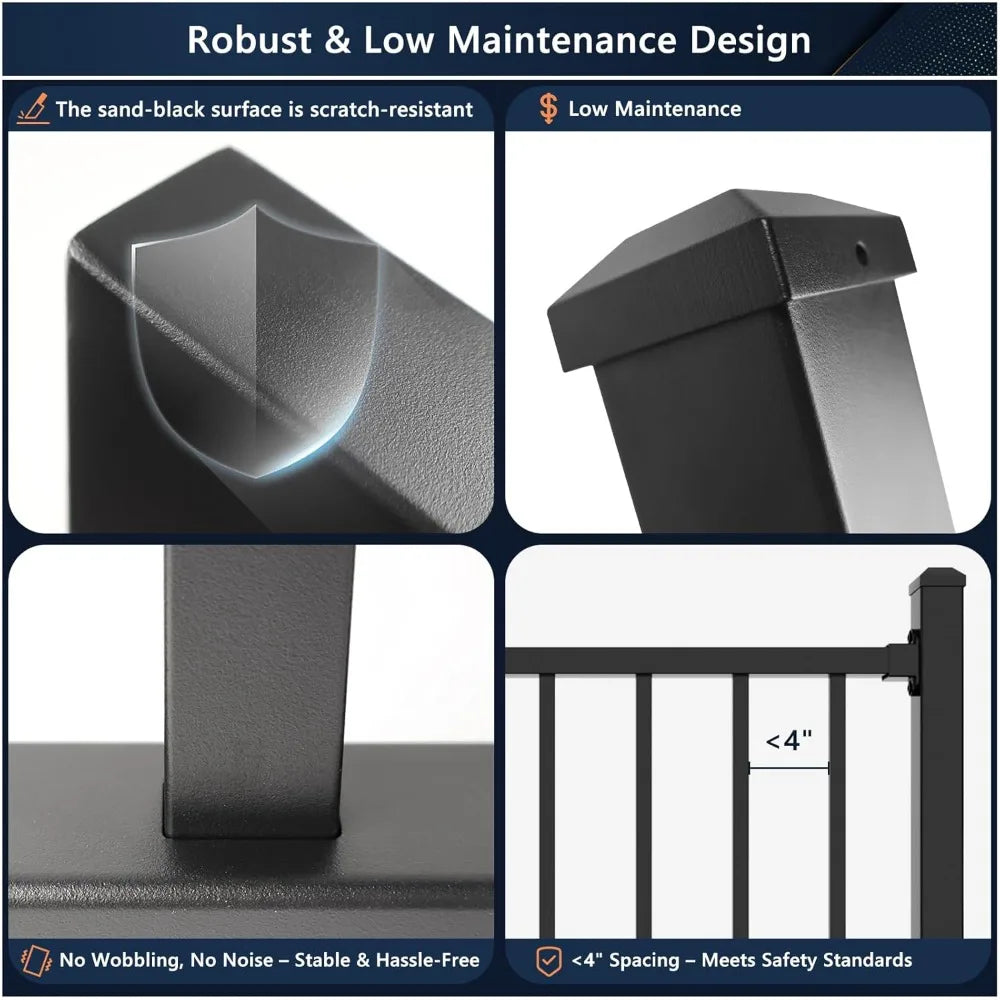 Aluminum Deck Railing Kit Outdoor Porch Railings Snap Fit Design
