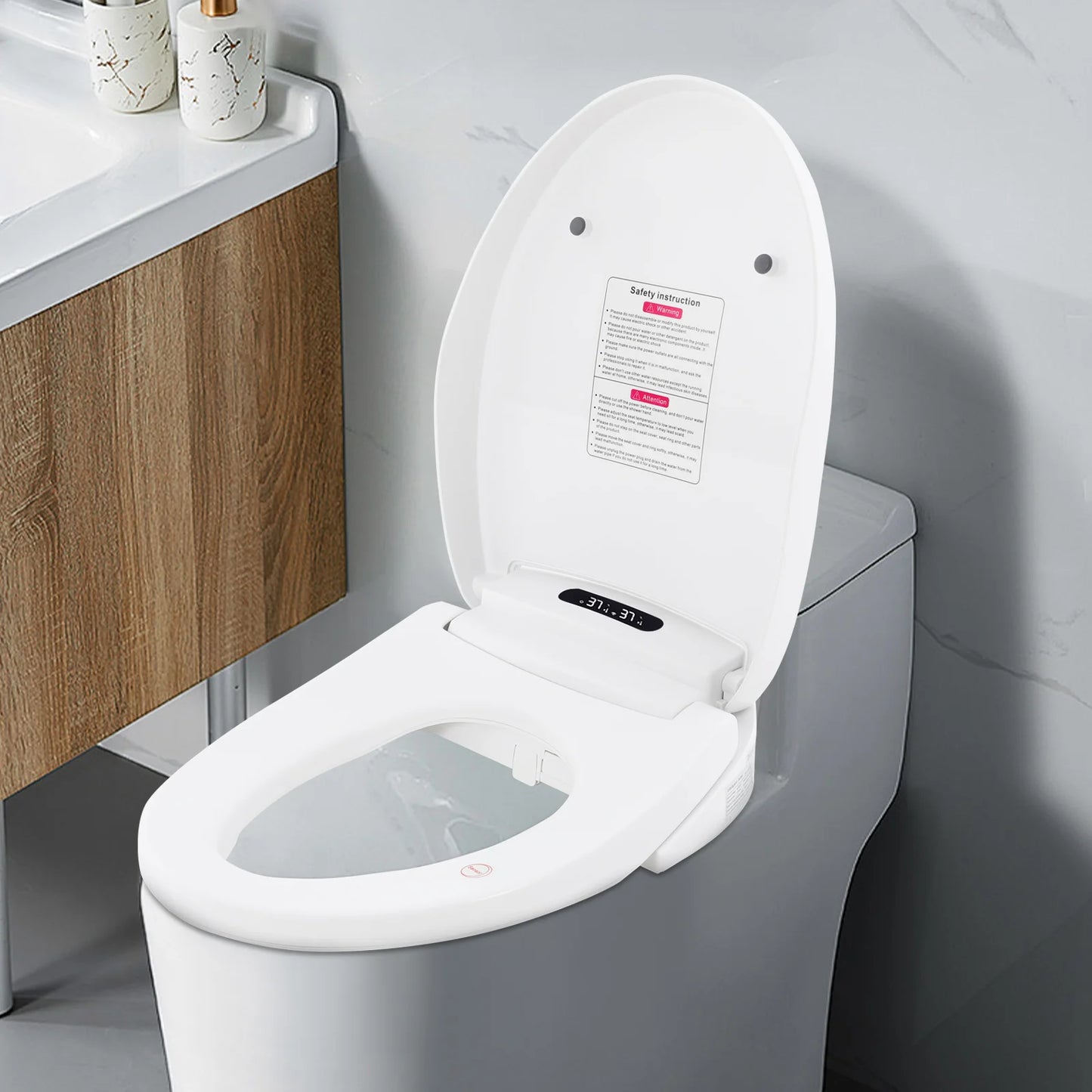 Intelligent Electric Bidet Toilet Seat With Remote Control And Self-Cleaning