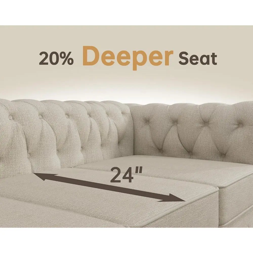 Pet Friendly Sofa With Solid Wood Legs And Linen Cushions