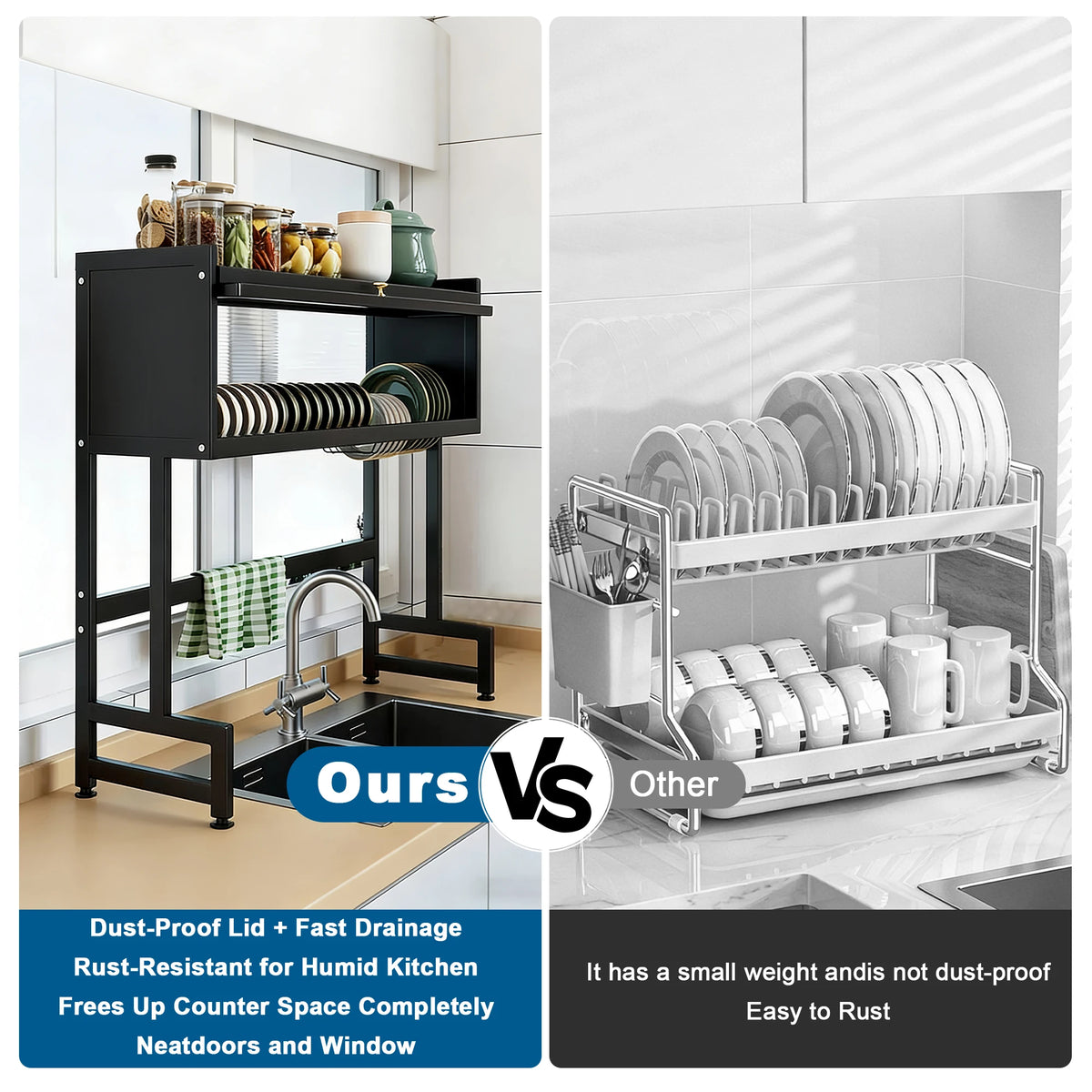 Extra Long Kitchen Sink Drying Rack Space Saving Dish Organizer