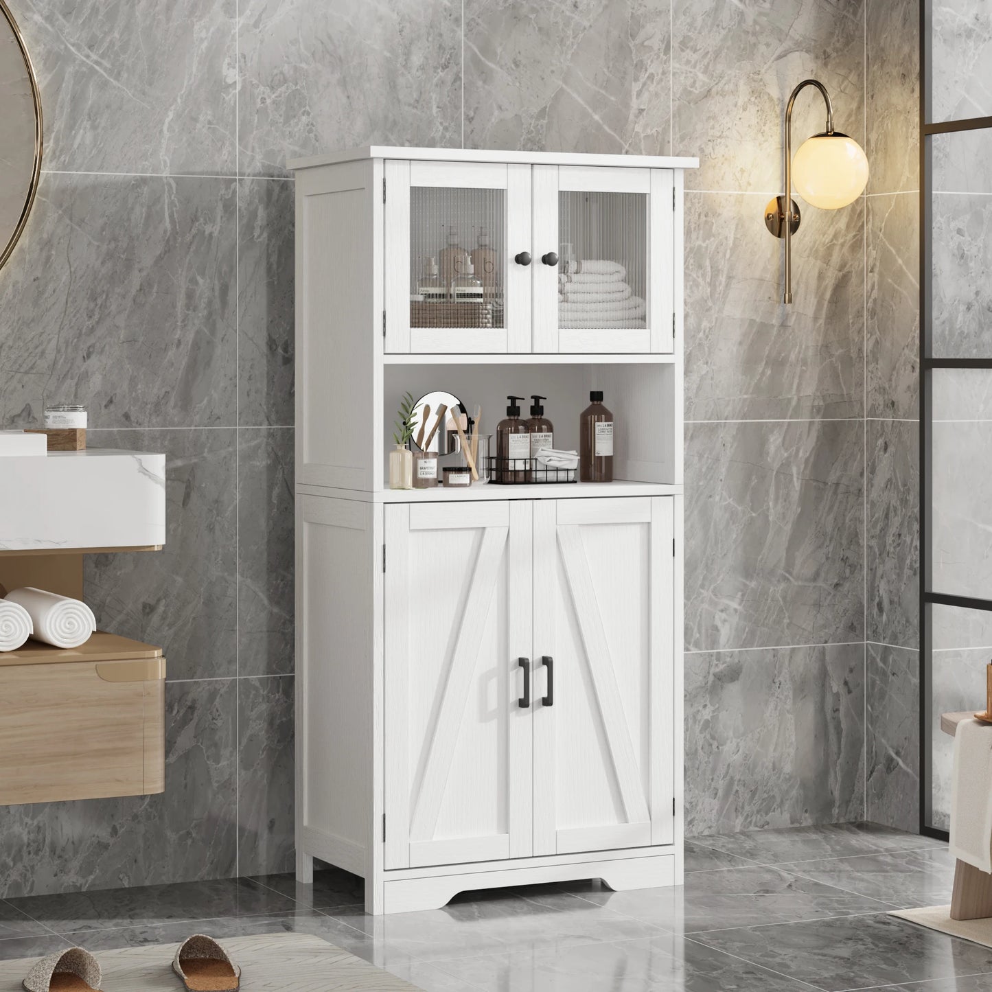 HobbyLane Free Standing Kitchen Pantry Cabinet With Doors