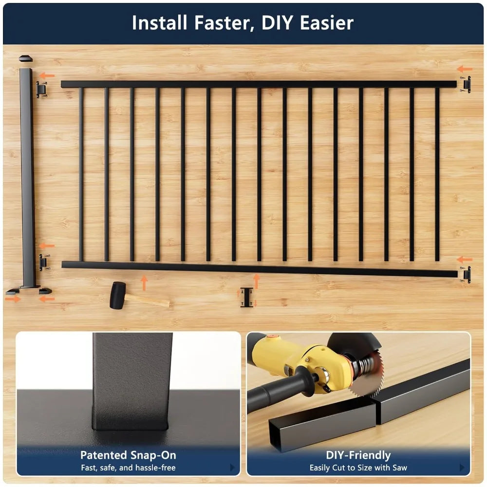 Aluminum Deck Railing Kit Outdoor Porch Railings Snap Fit Design