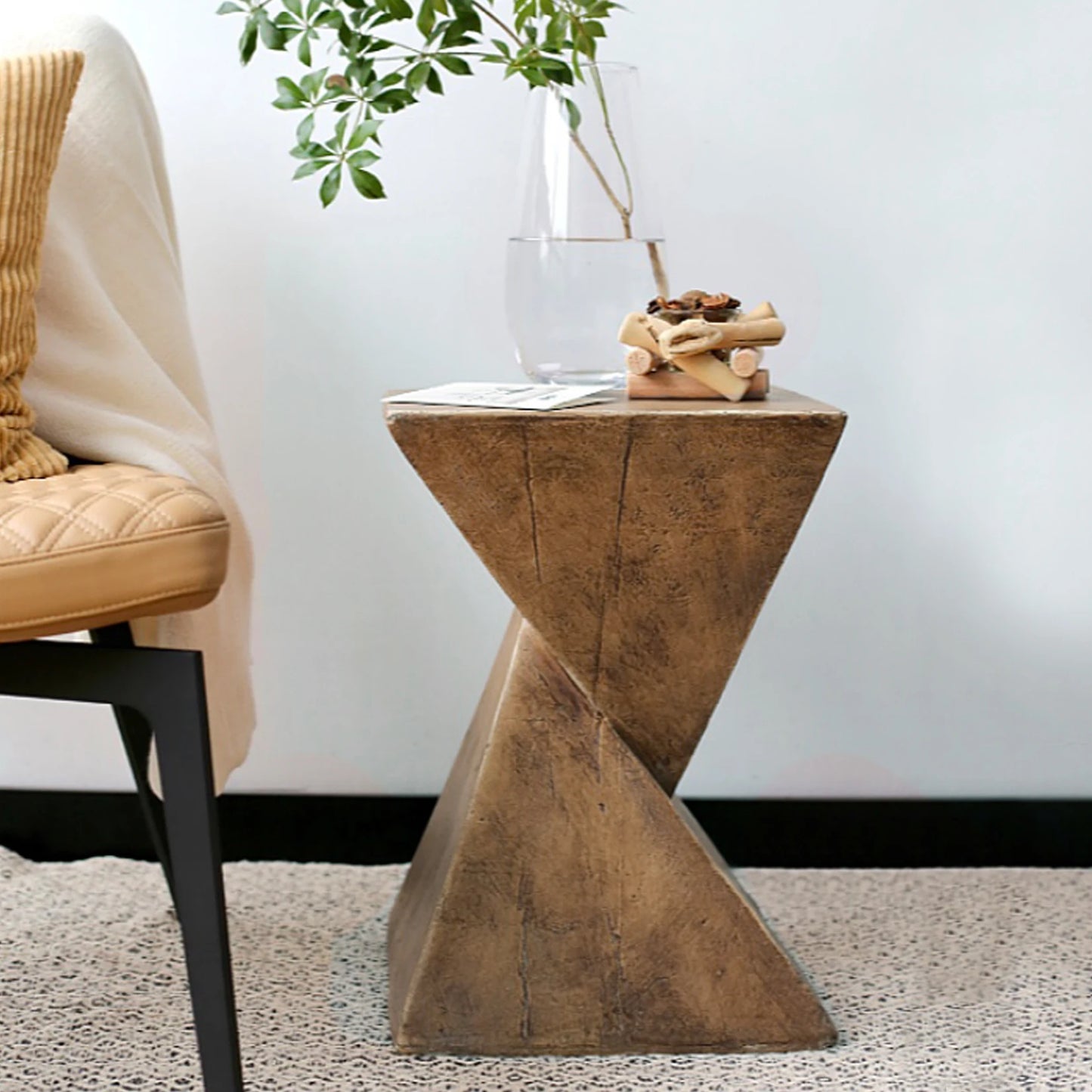 Wisfor Lightweight Concrete Triangle Side Table Indoor Outdoor