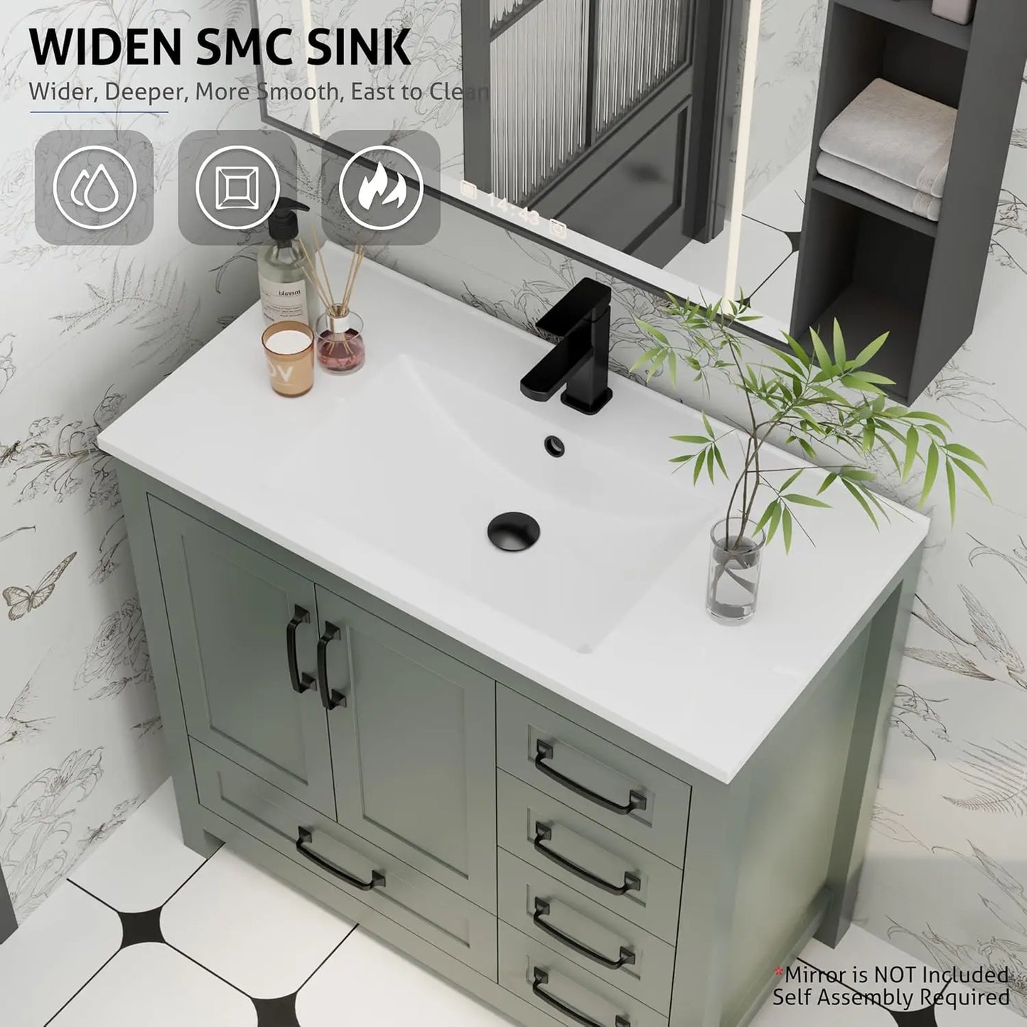Vanity With Sink Combo Wood Storage Cabinet And Undermount Faucet