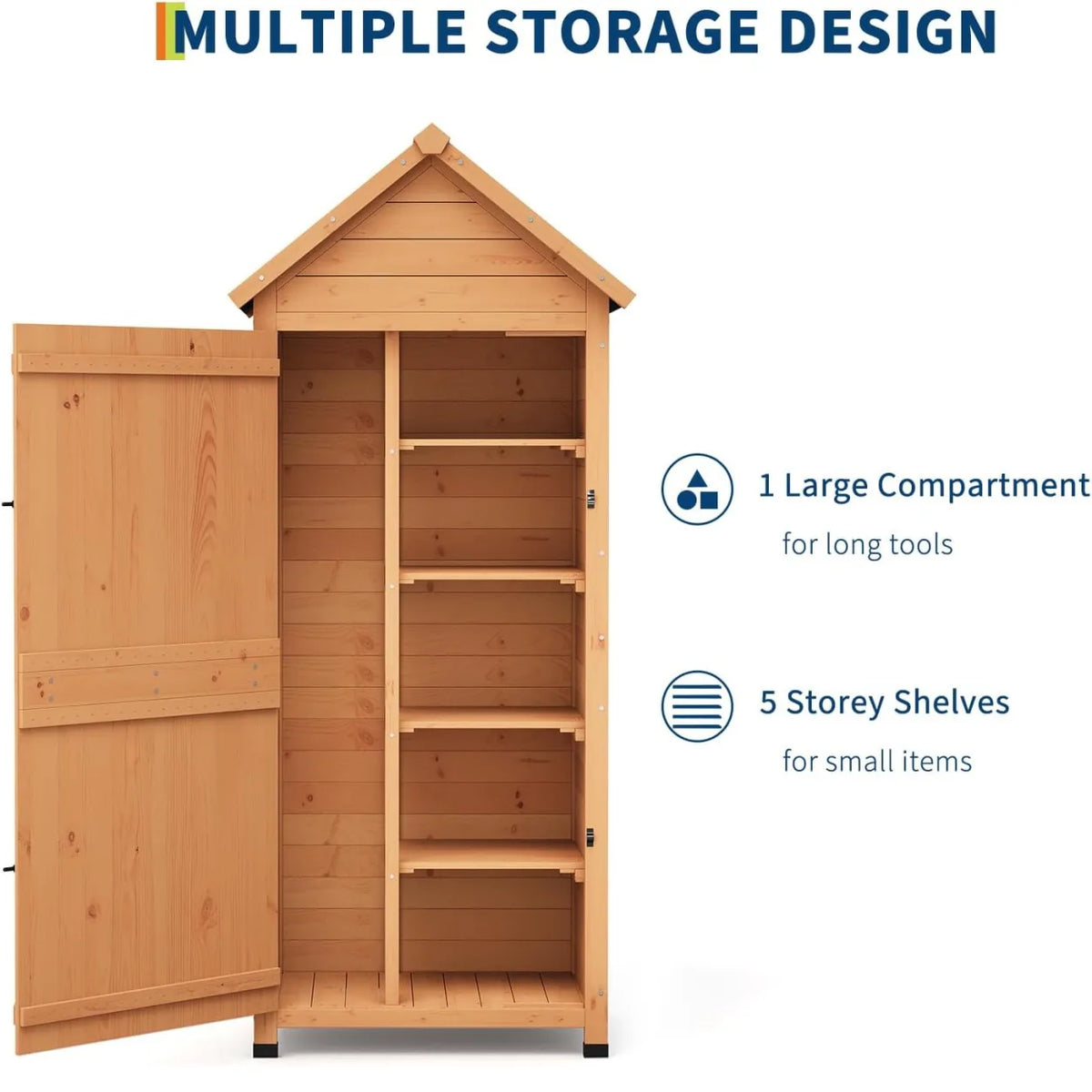 Outdoor Wooden Garden Storage Cabinet With Lockable Door
