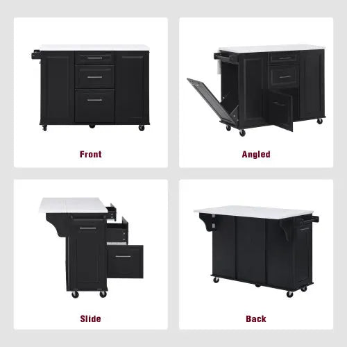 Kitchen Island With Storage Tilt Bin Cabinet And Pull Out Cabinet