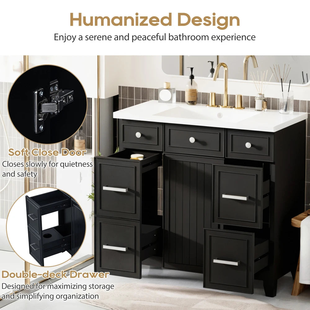 LWOH Bathroom Vanity With Sink Top And Soft Closing Doors