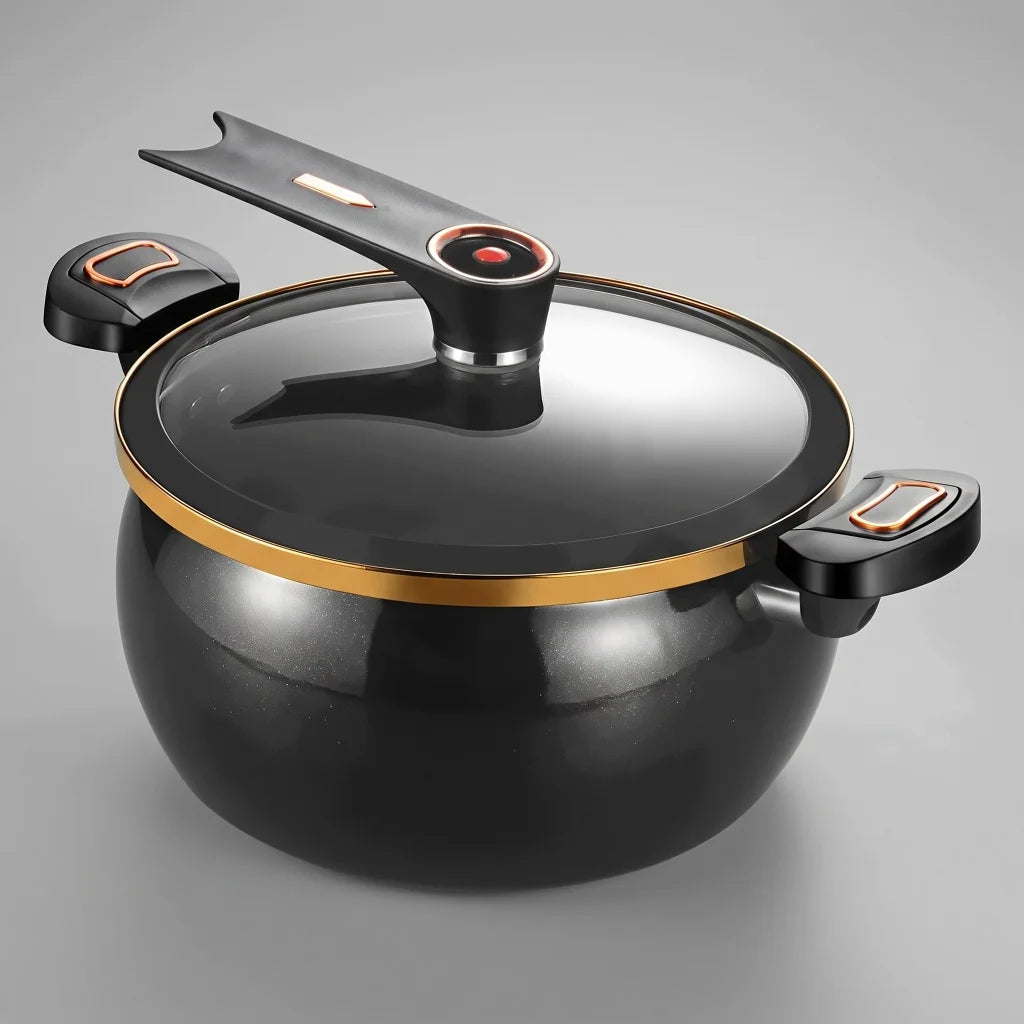 Nonstick Micro Pressure Pot With Glass Lid For Stewing and Boiling