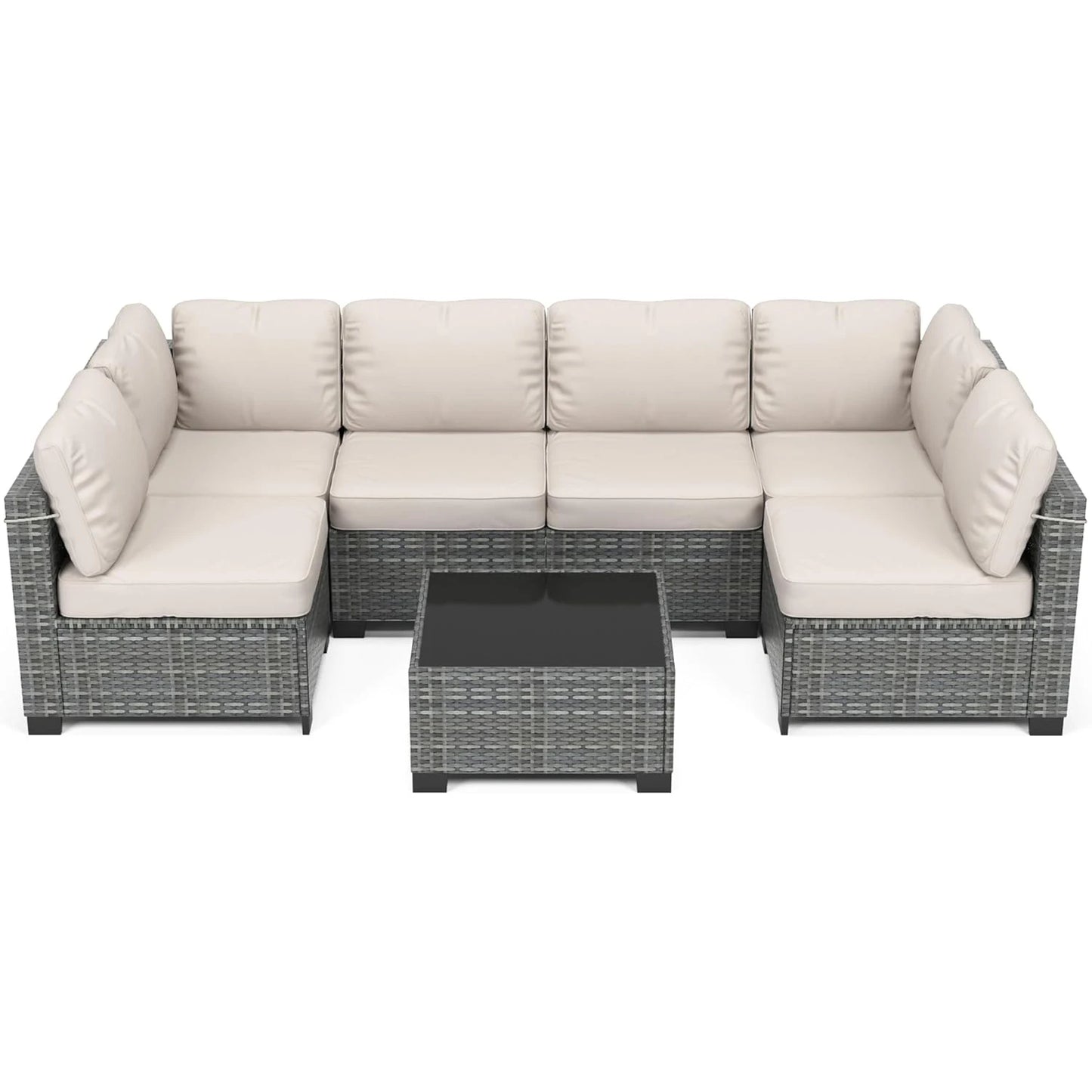 HobbyLane Modular Outdoor Furniture Set PE Rattan Wicker Sectional Sofa