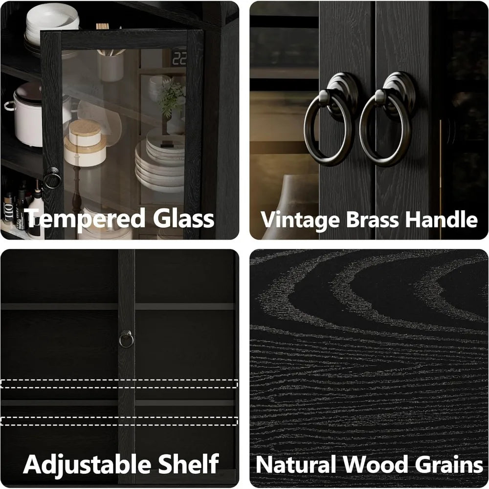 Arched Wooden Pantry Cabinet With Doors And Adjustable Shelf