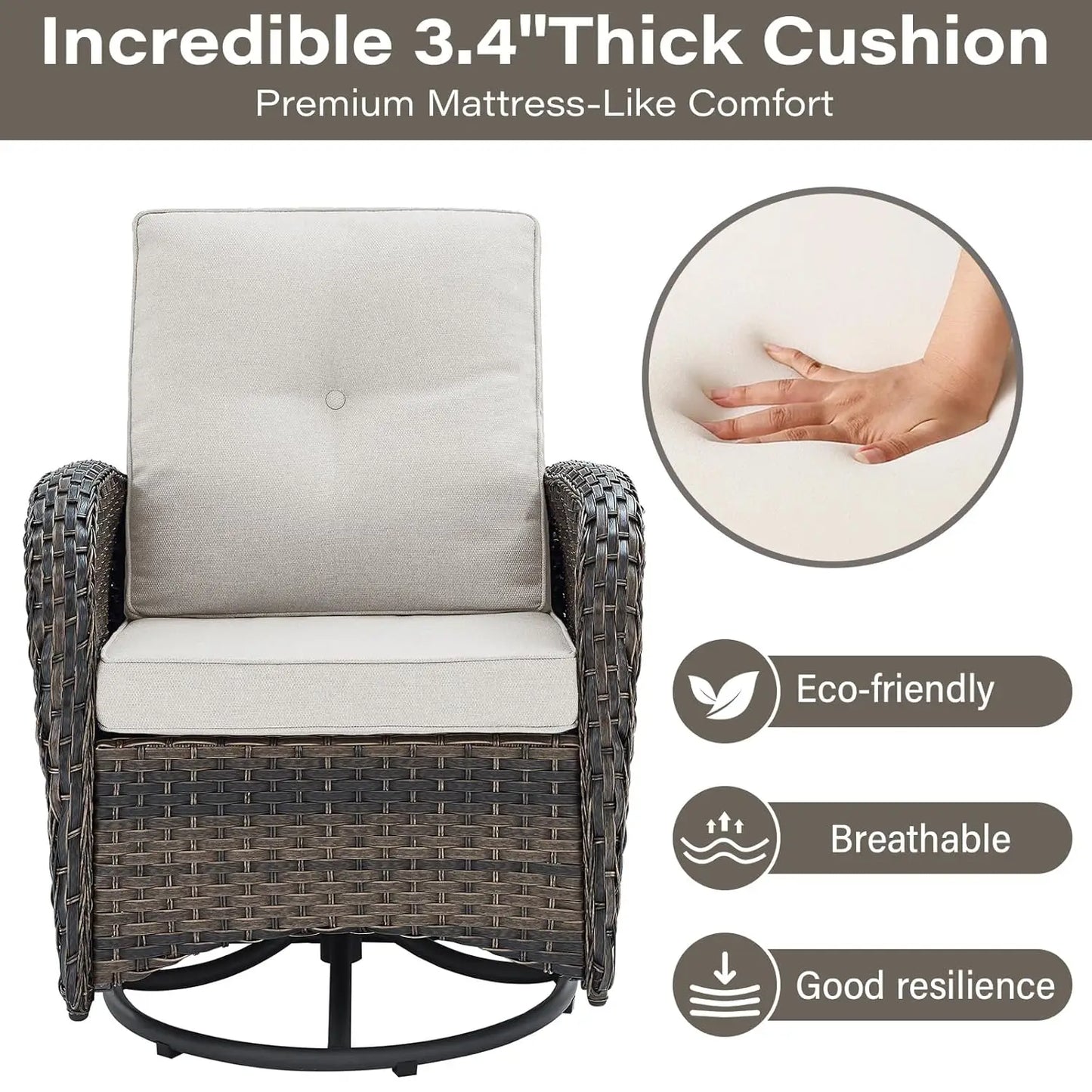 Patio Swivel Rocker Chairs Set Of 2 With Side Table