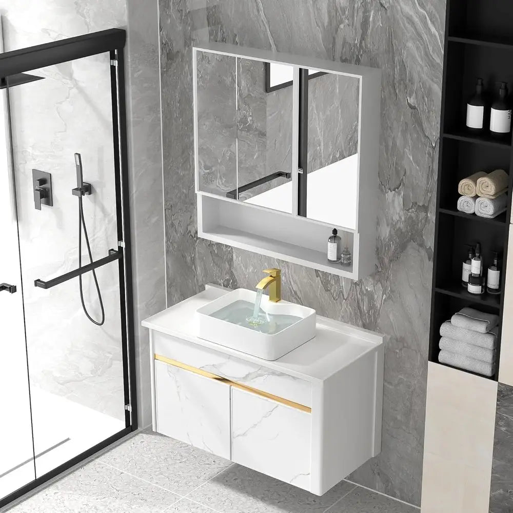 Rectangular Porcelain Vessel Sink With Faucet And Pop Up Drain