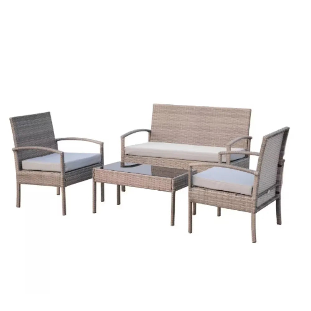 Patio Furniture Set With Cushions Chairs Sofa Tea Table