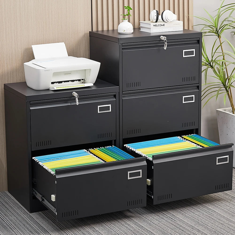 Locking Metal Lateral File Cabinet For Office Use