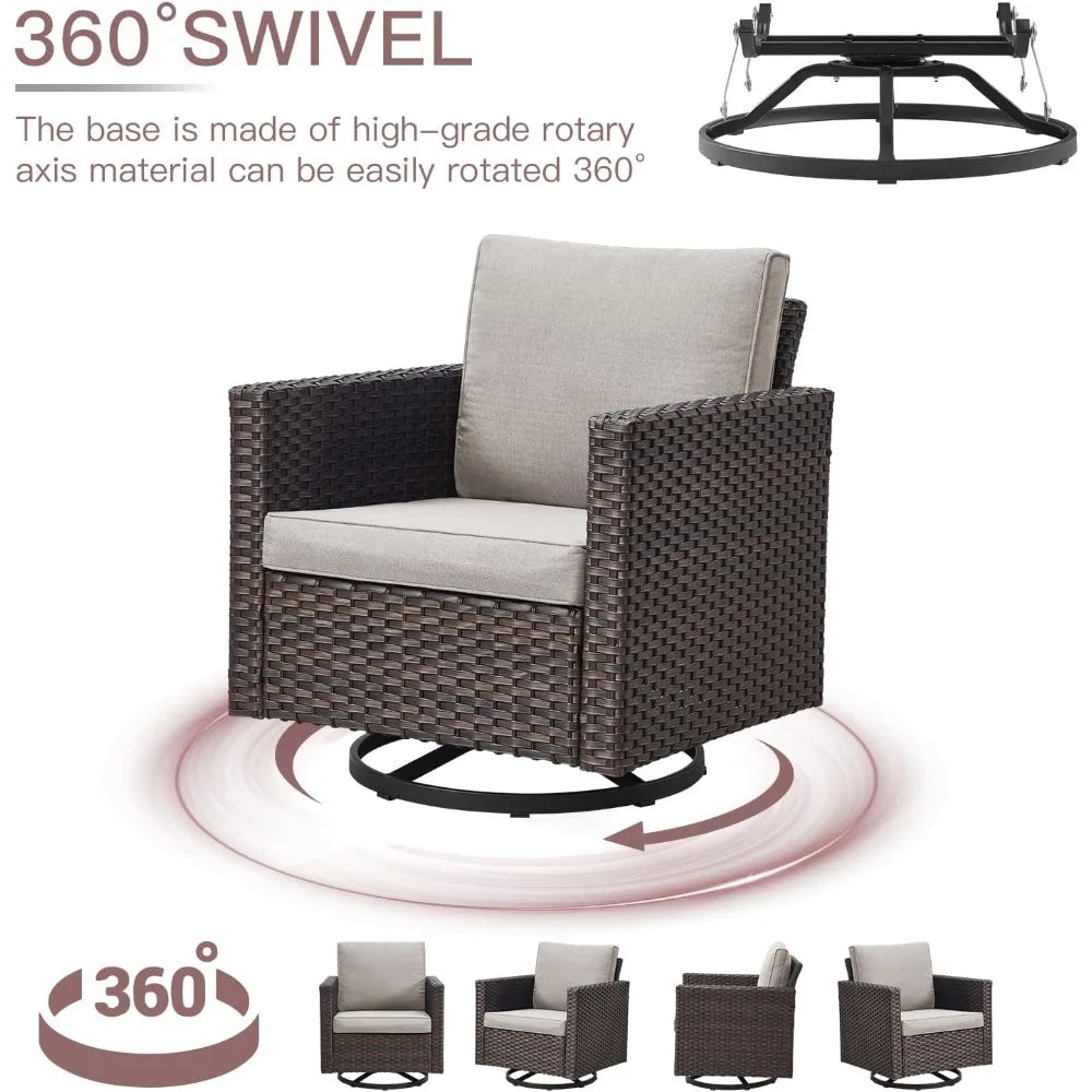 TIFICY Outdoor Swivel Chairs Set 2 Wicker Patio Furniture