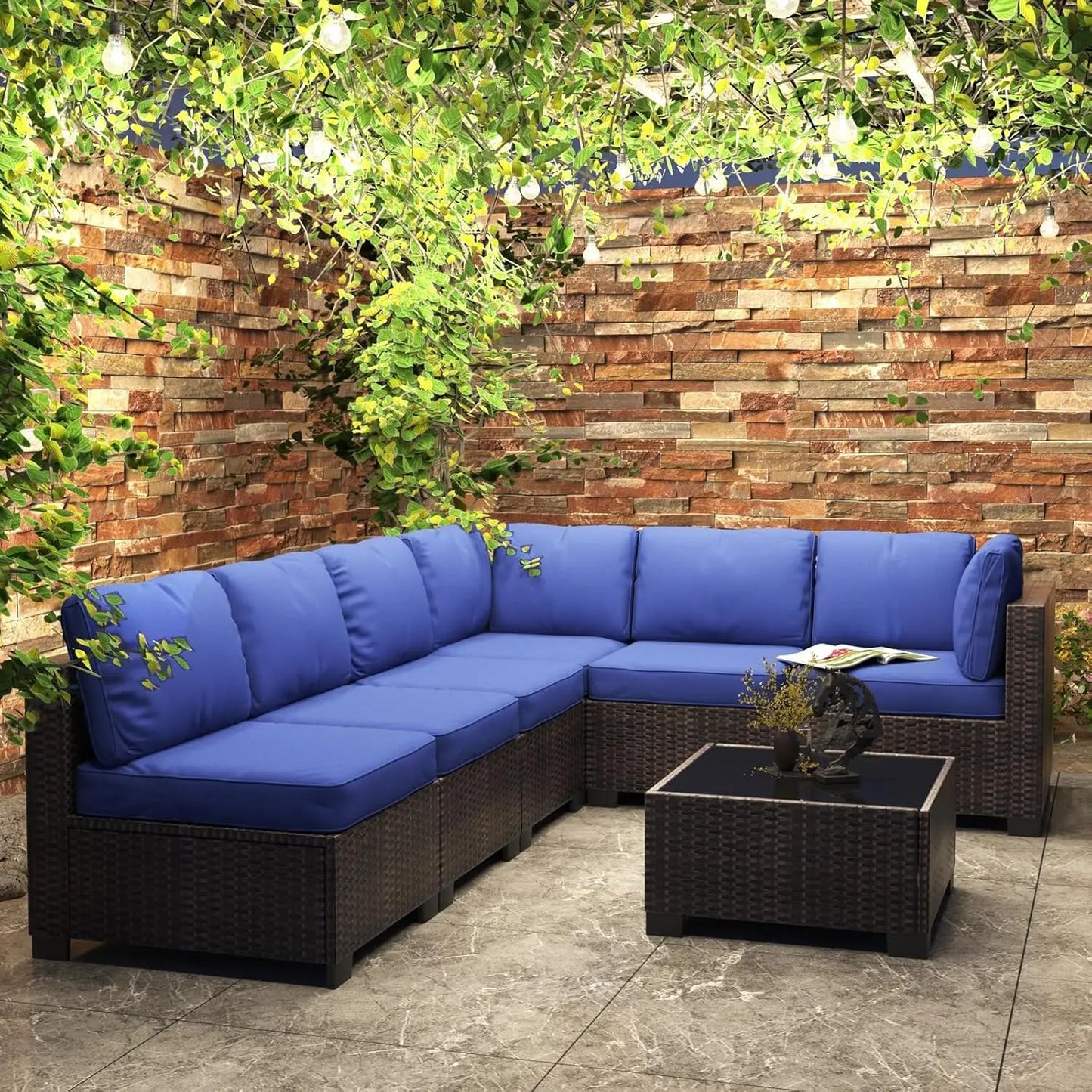 HobbyLane Modular Outdoor Furniture Set PE Rattan Wicker Sectional Sofa