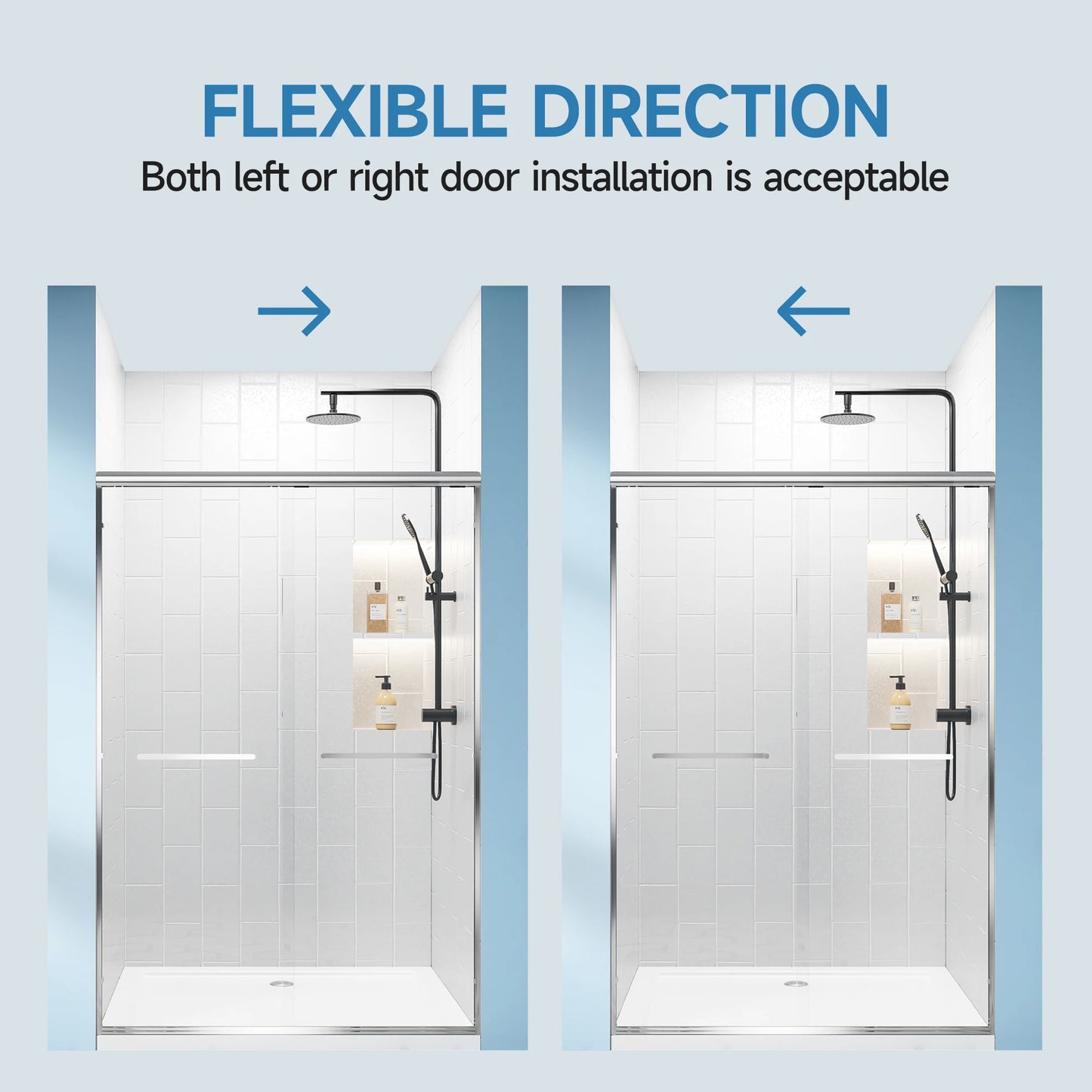 Sh.Kl Semi Frameless Tempered Glass Shower Door Walk In