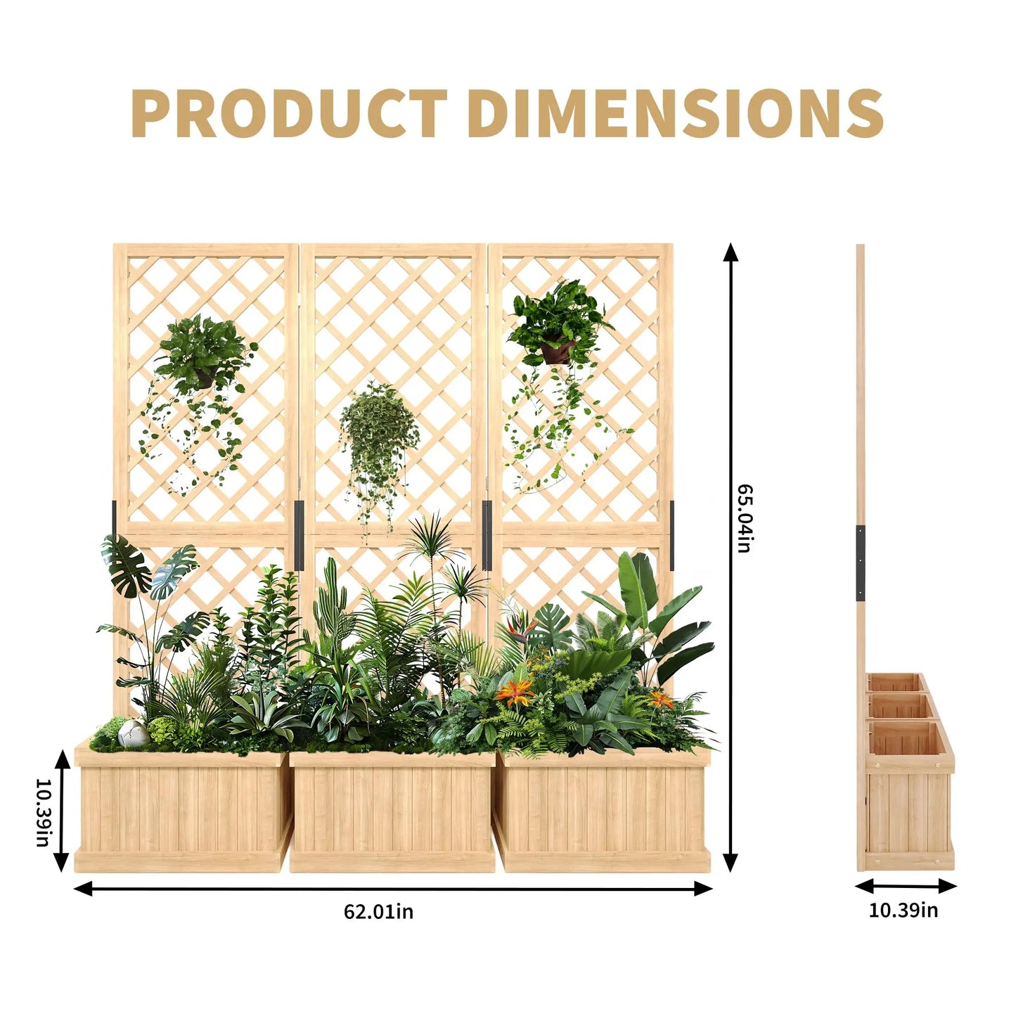 HiMISS Cedar Privacy Screen With Planter Box Outdoor Garden Fence