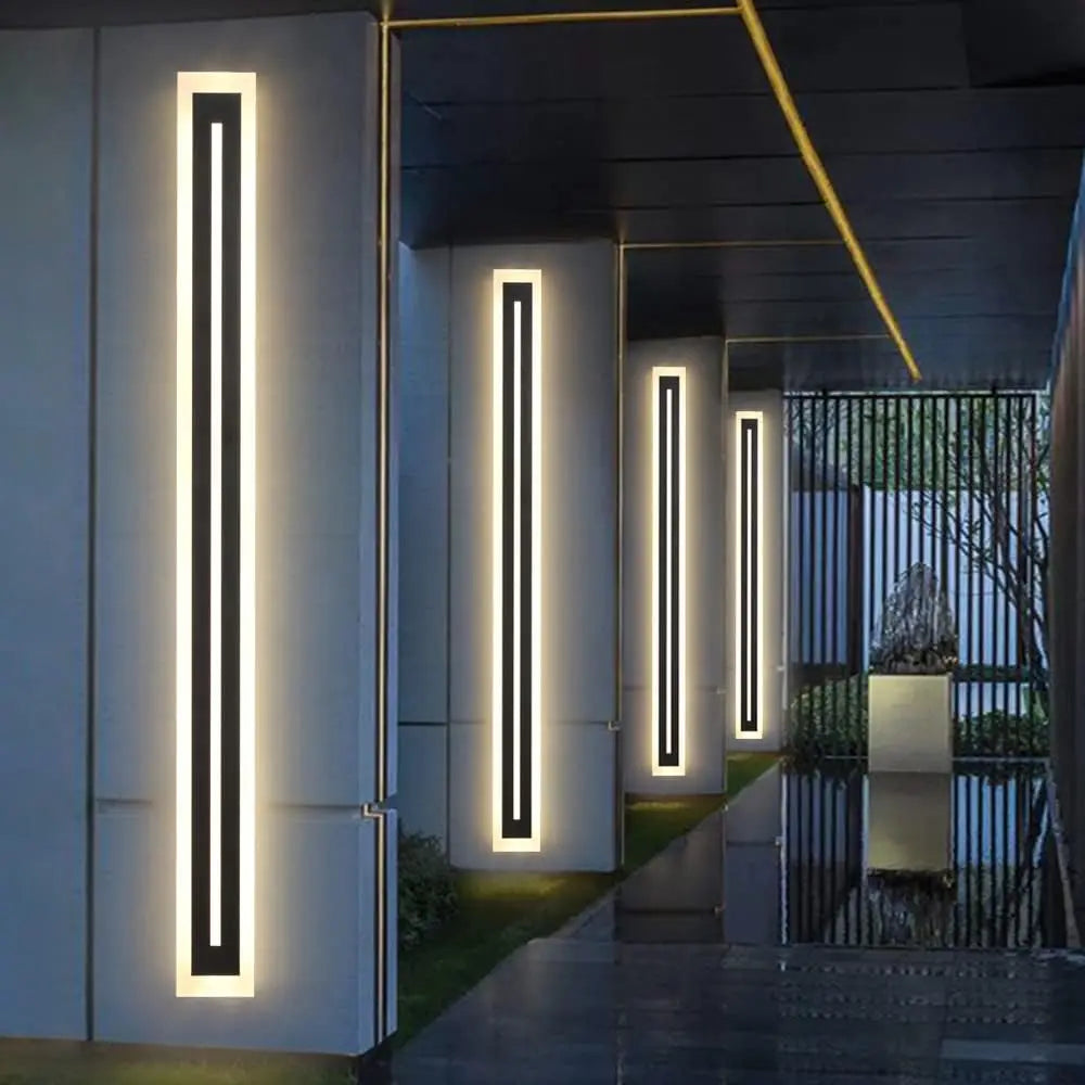 Outdoor Long Strip Modern LED Wall Sconce Fixture IP67 Frosted Acrylic
