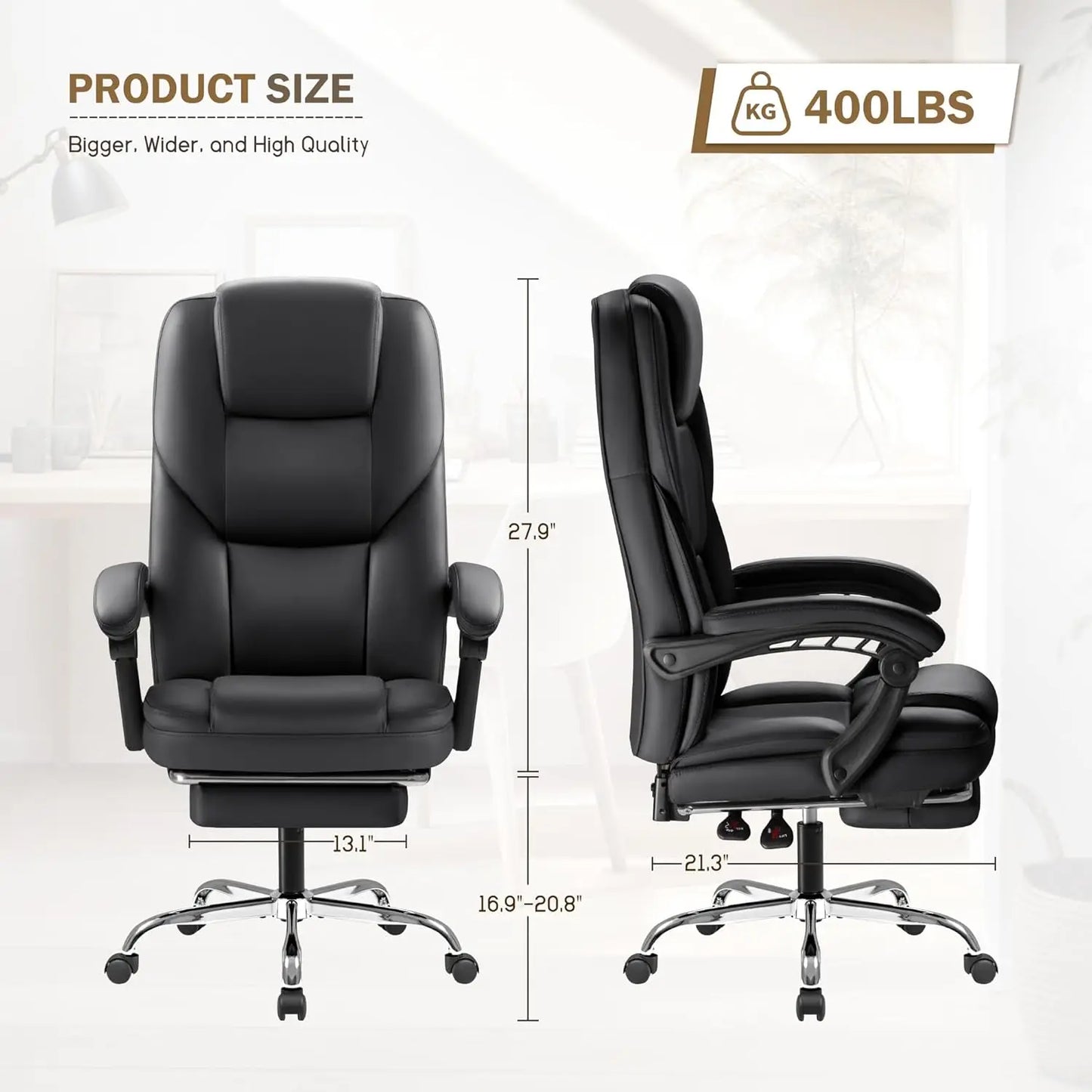 Executive Office Chair With Foot Rest Ergonomic Reclining