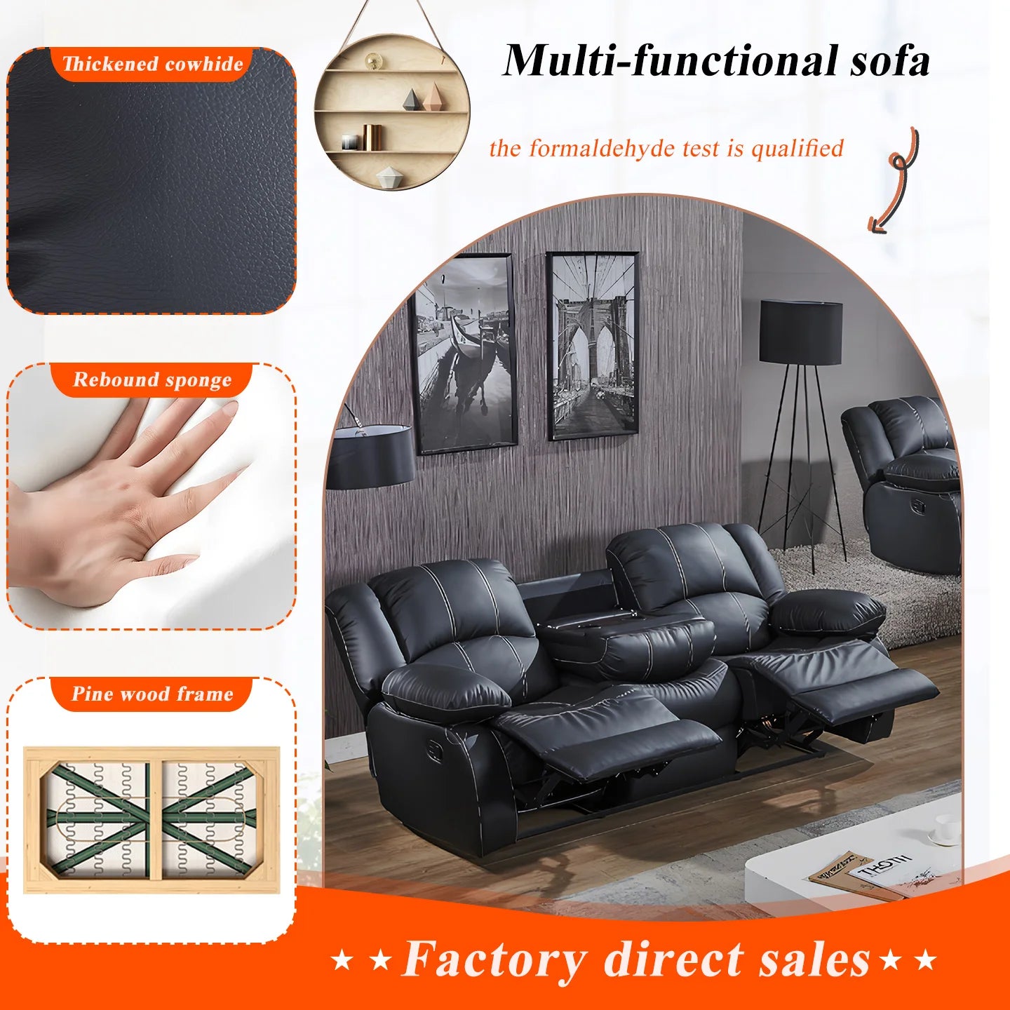 Power Loveseat Recliner Sofa Theater Seating Zero Gravity Electric Console