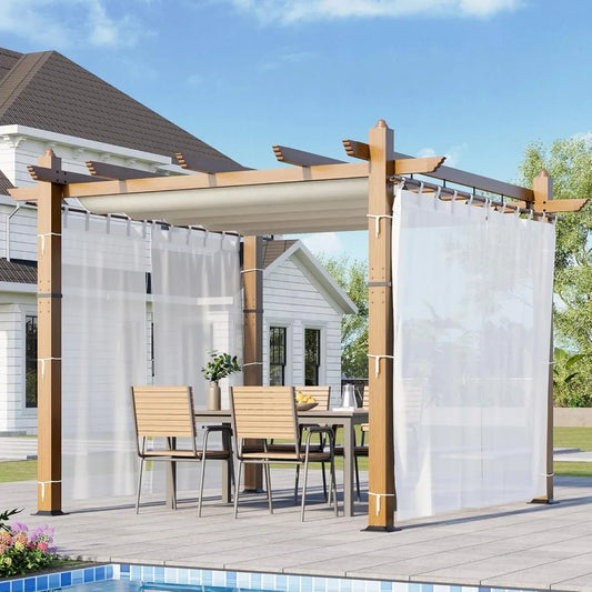 RBXC Aluminum Outdoor Pergola With Retractable Roof And Side Mesh